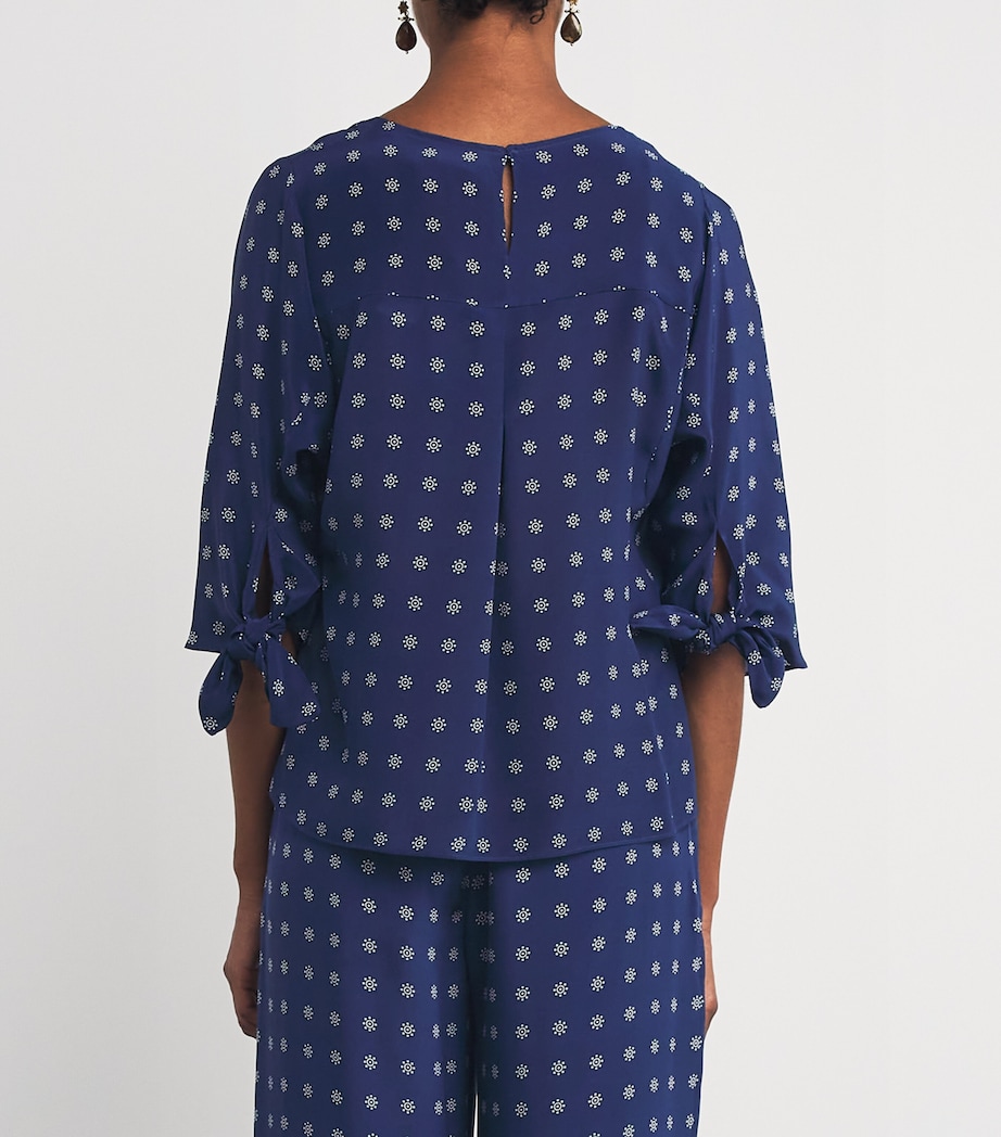 Silk Floral Print Blouse NAVY Image 4