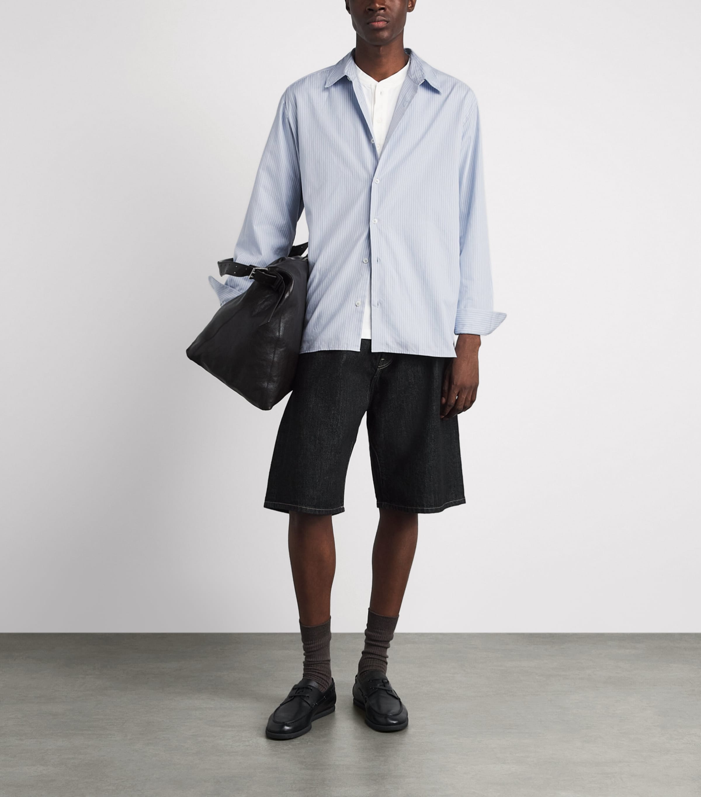 A.P.C. Mens Organic Cotton Stripe Shirt Iac Blue Grey Image 2