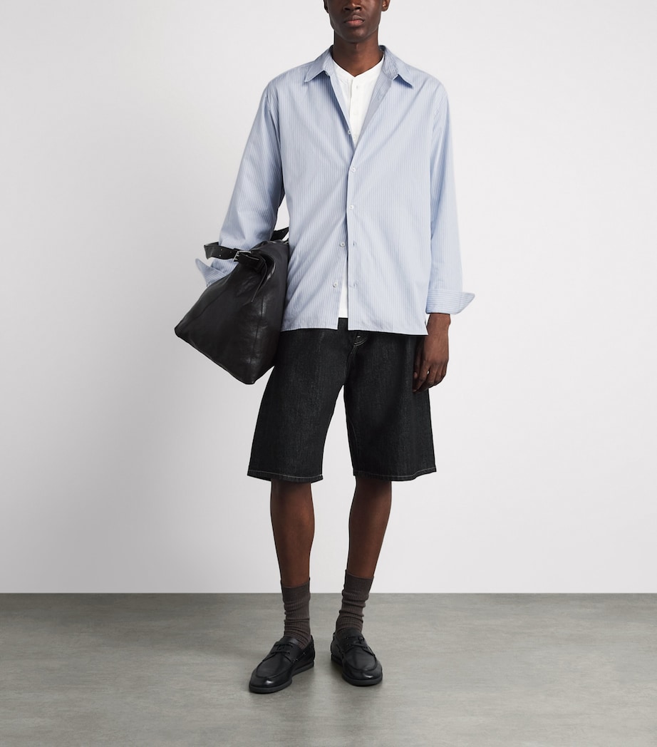 A.P.C. Mens Organic Cotton Stripe Shirt Iac Blue Grey Image 2