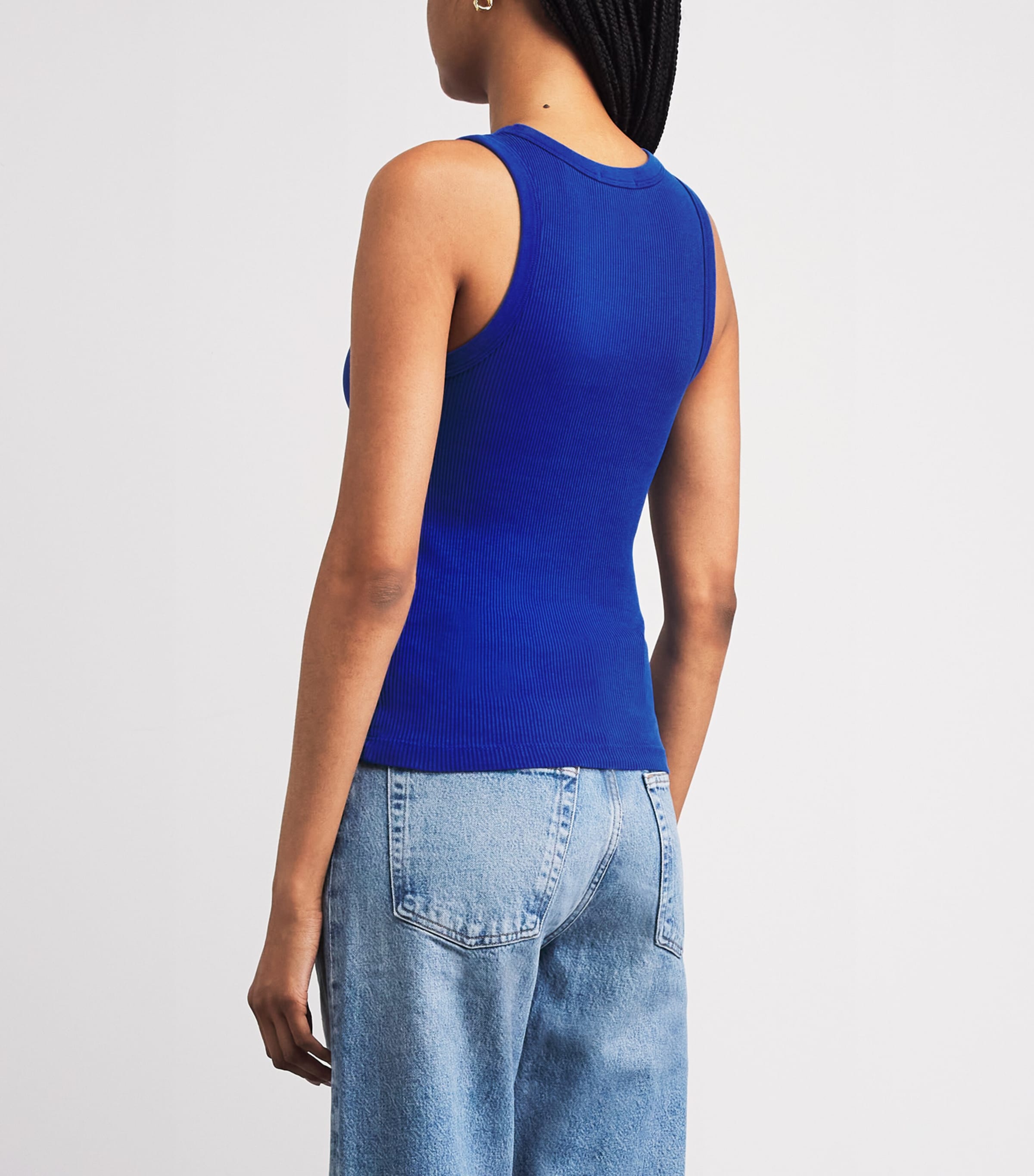 AGOLDE Womens Ribbed Poppy Tank Top Cobalt Blue Image 5