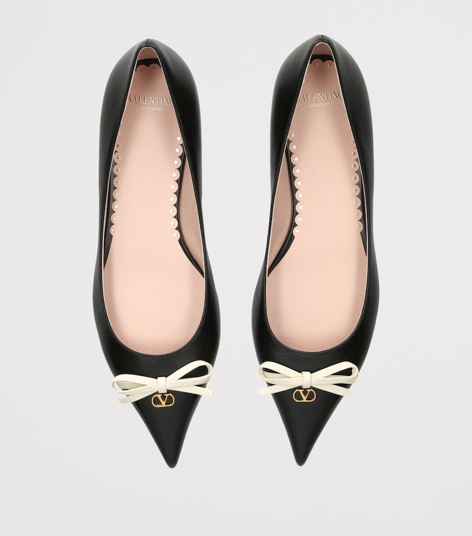 Leather Benpointy Ballet Flats BLK/WHITE Image 4