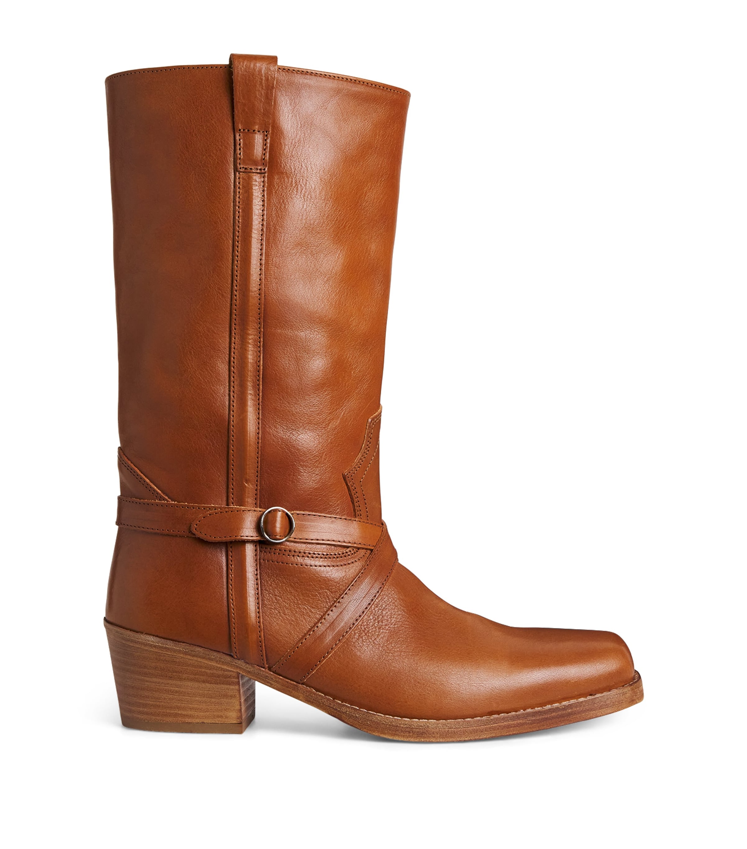 Shop Weekend Max Mara Leather Western Boots In Brown