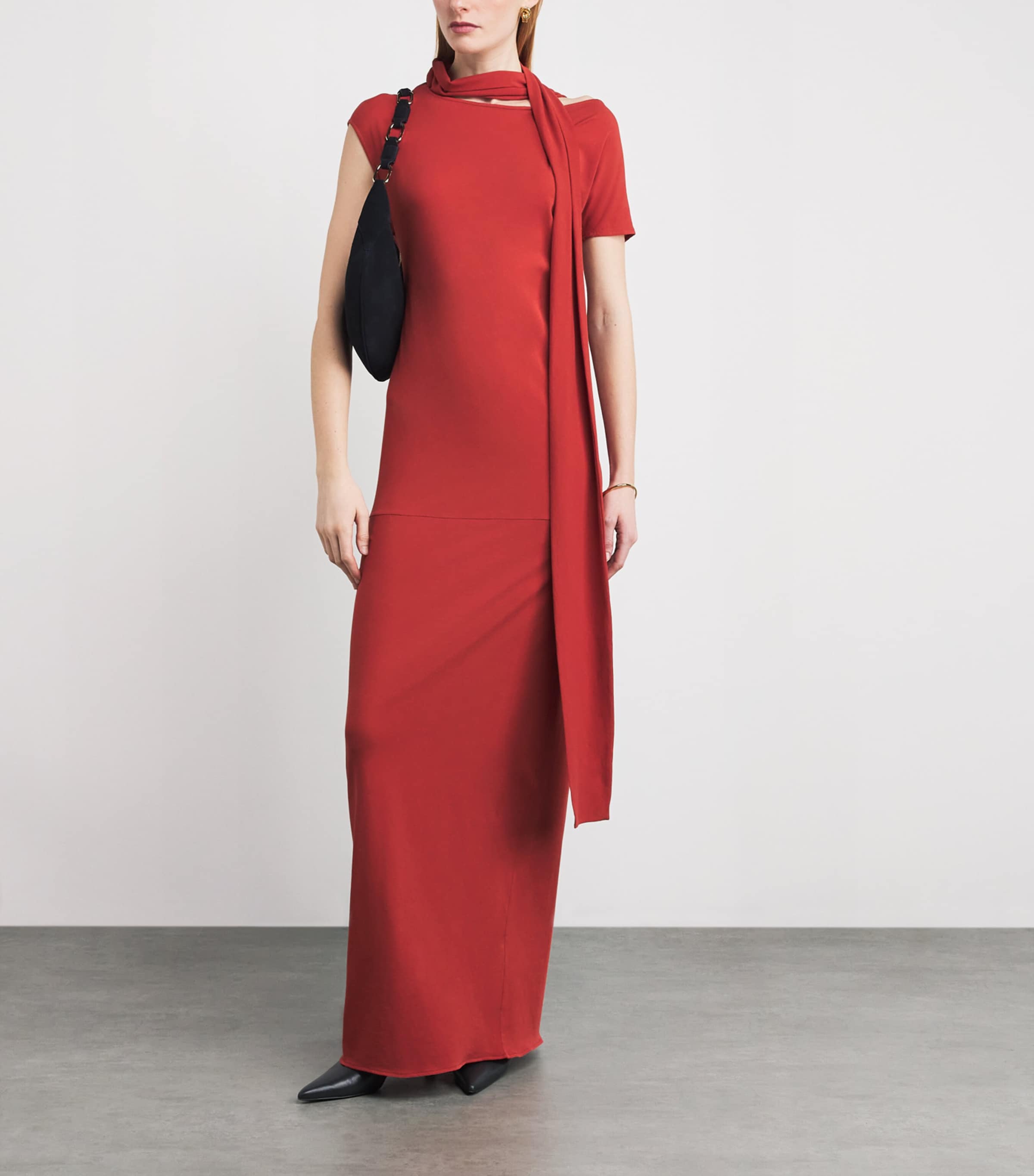 Cotton Scarf-Detail Maxi Dress LACQUER RED Image 2