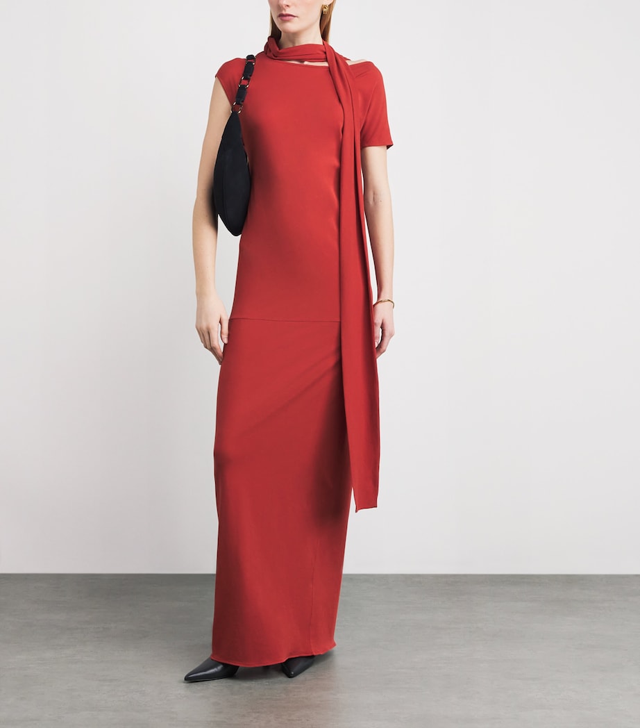 Cotton Scarf-Detail Maxi Dress LACQUER RED Image 2
