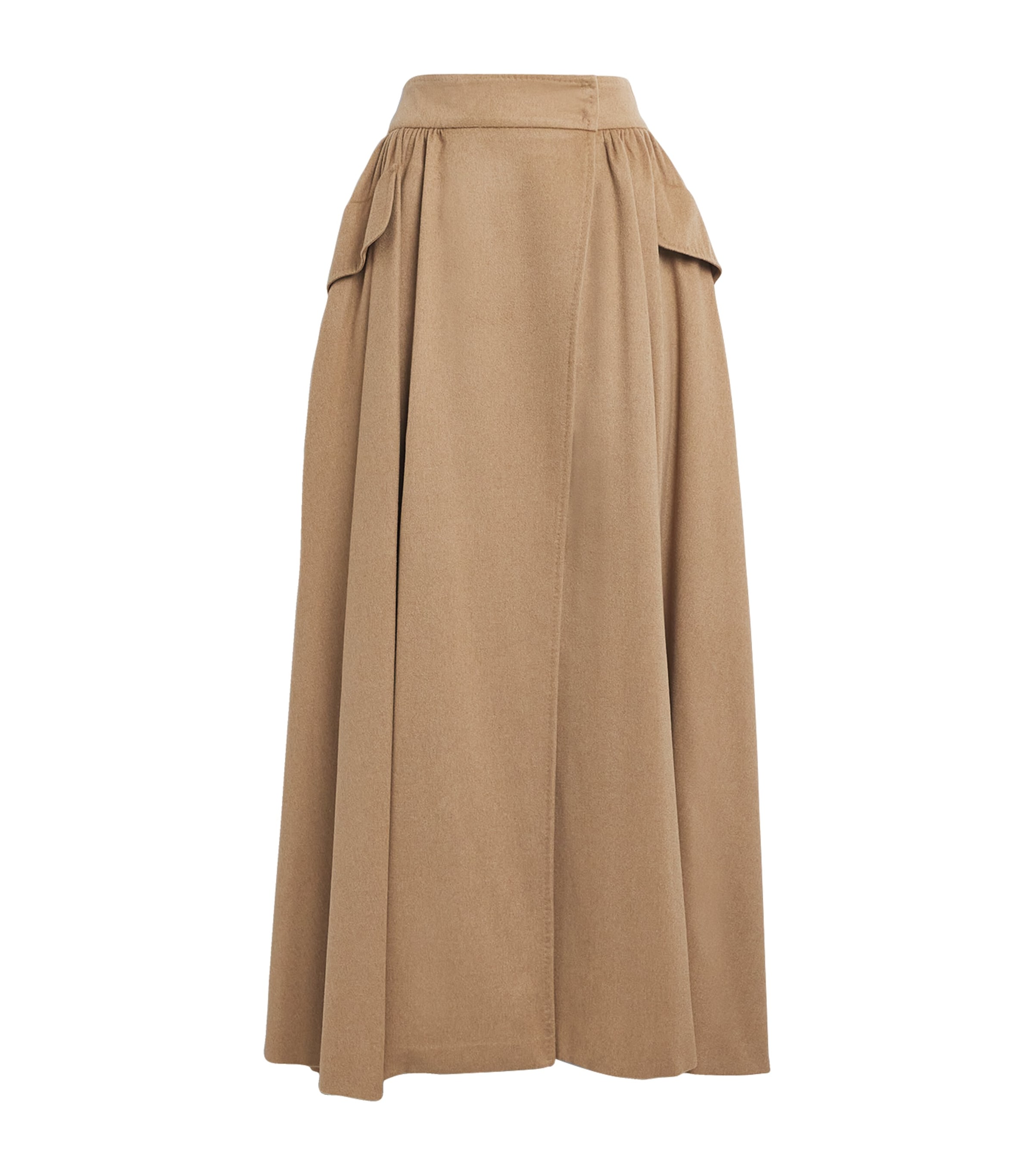 Max Mara Beige Midi Skirt In Camel Drap In Brown