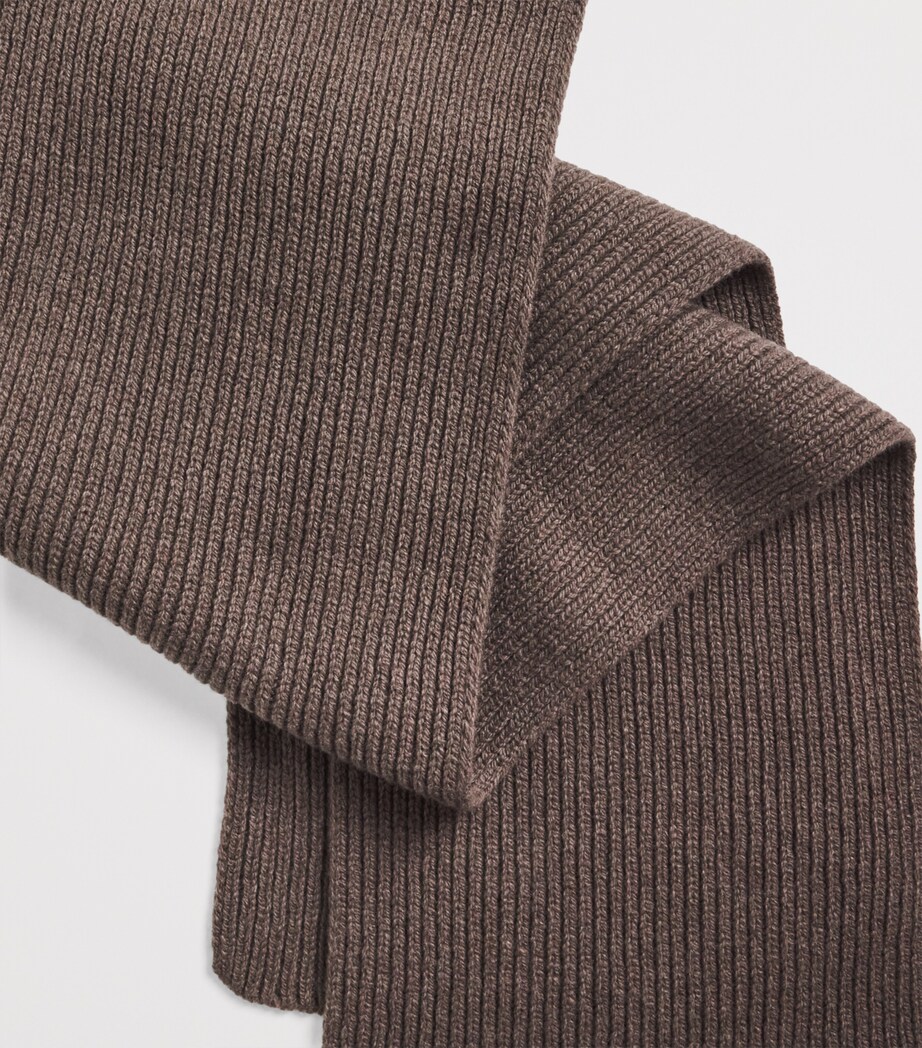 John Smedley Cashmere-Wool Ribbed Scarf Toast Image 4