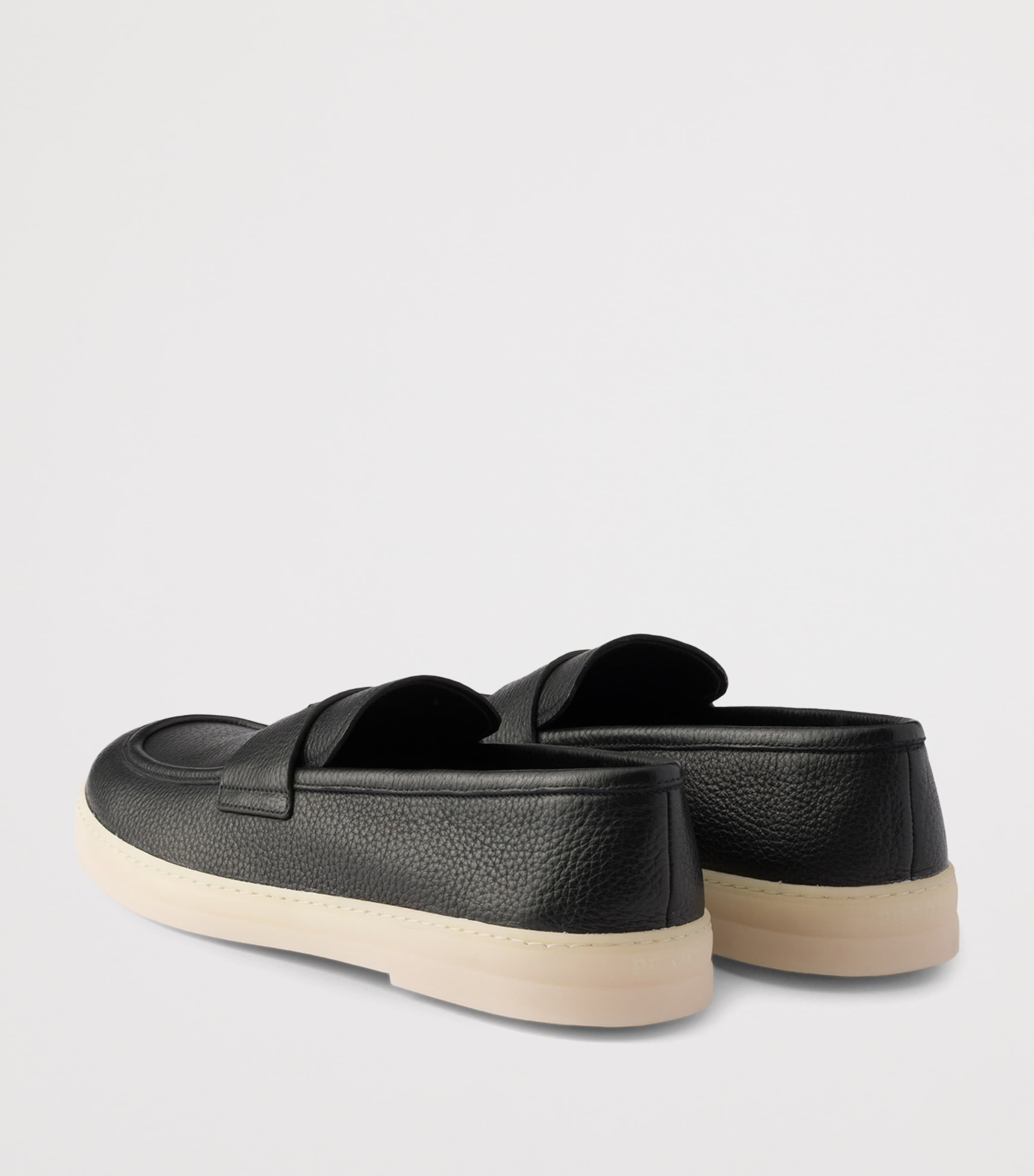 Prada Leather Logo Loafers Black Image 4