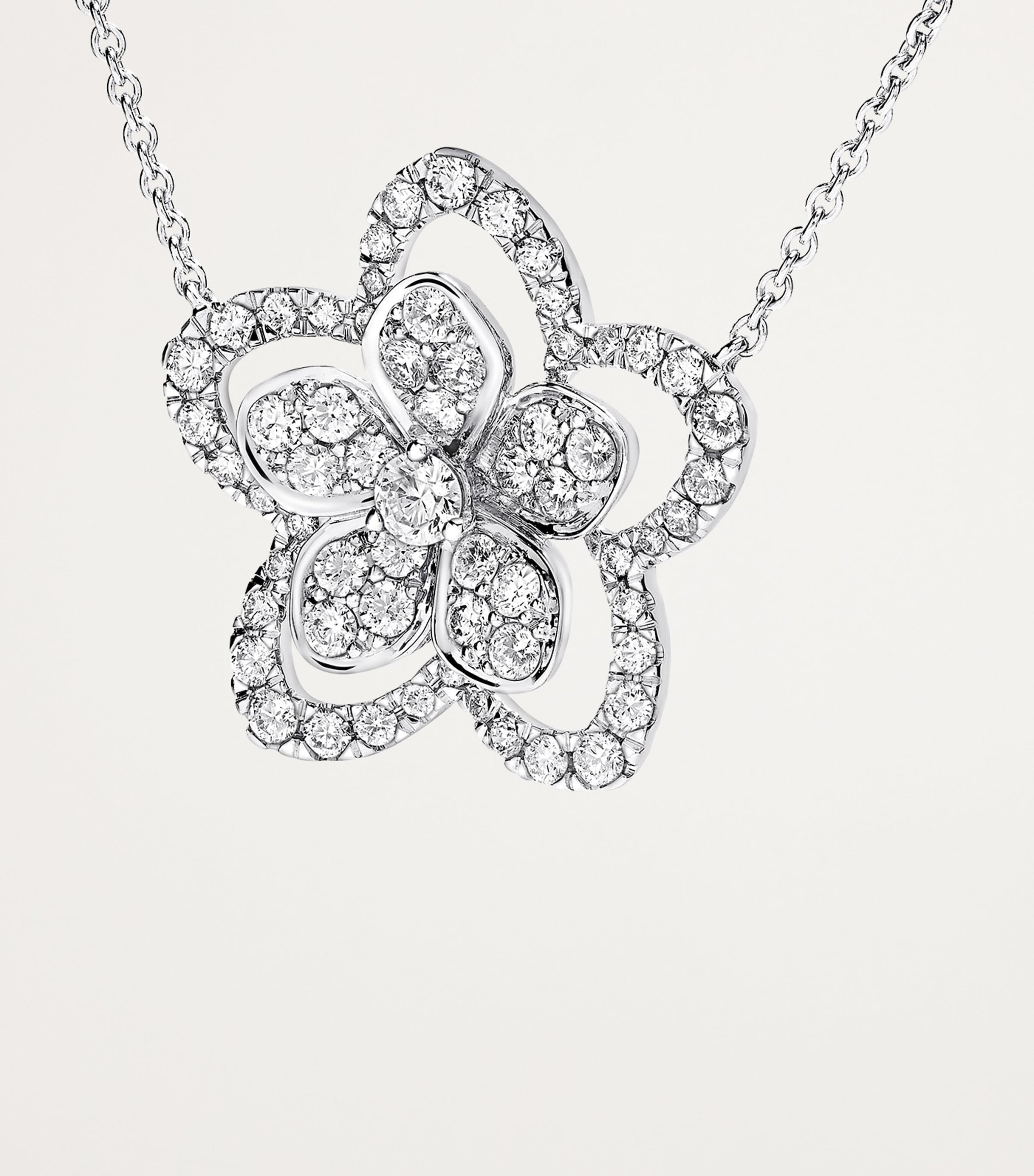 White Gold and Diamond Wild Flower Necklace WHITE GOLD Image 3
