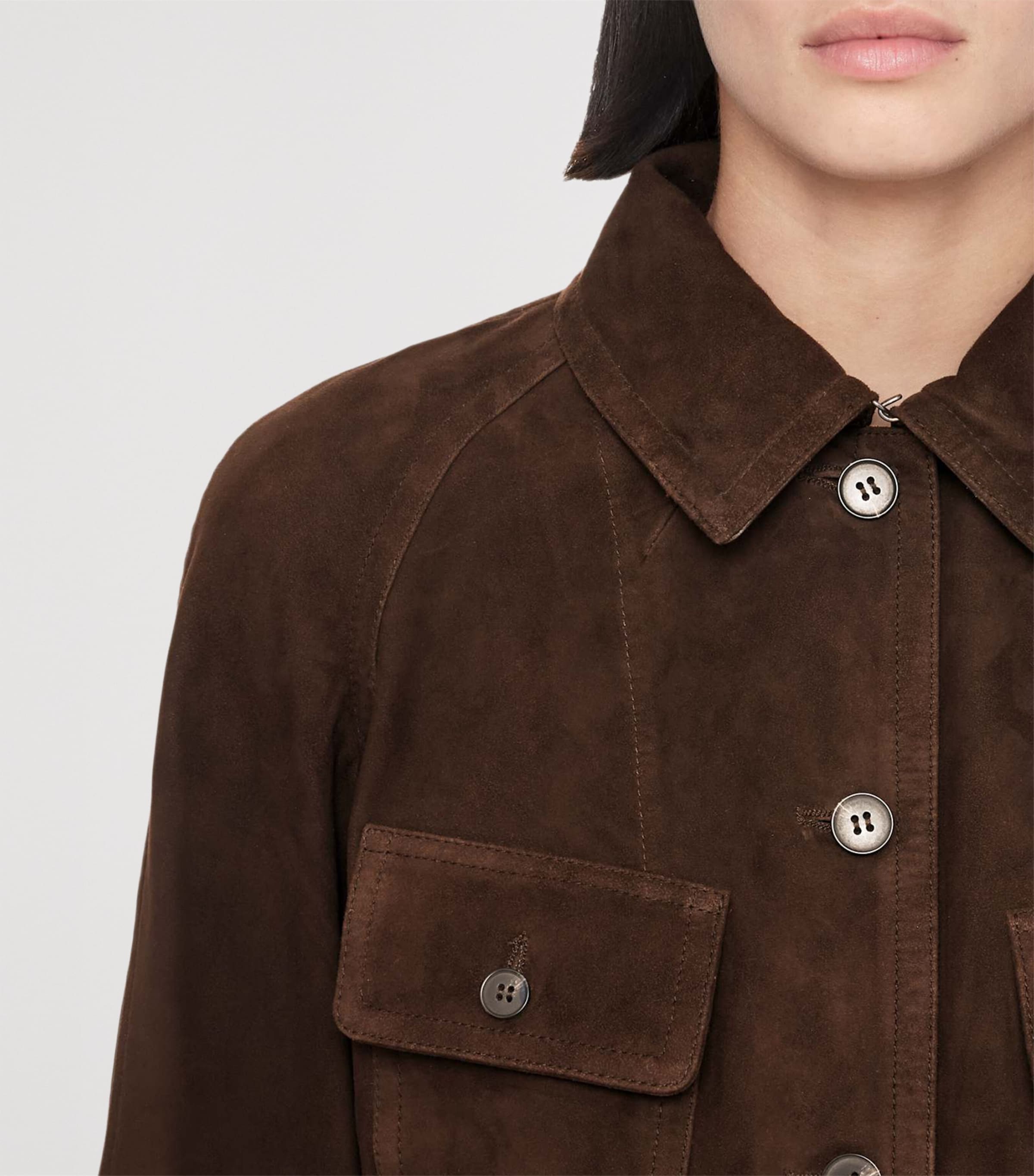 AllSaints Womens Suede Roiya Hunting Jacket Fango Brown Image 4