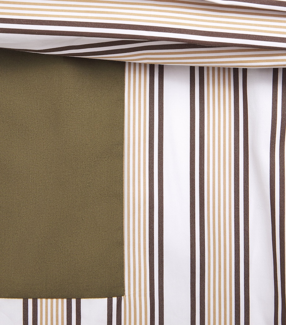 Cotton Patchwork Stripe Shirt WHT/BRWN X KHAKI Image 5