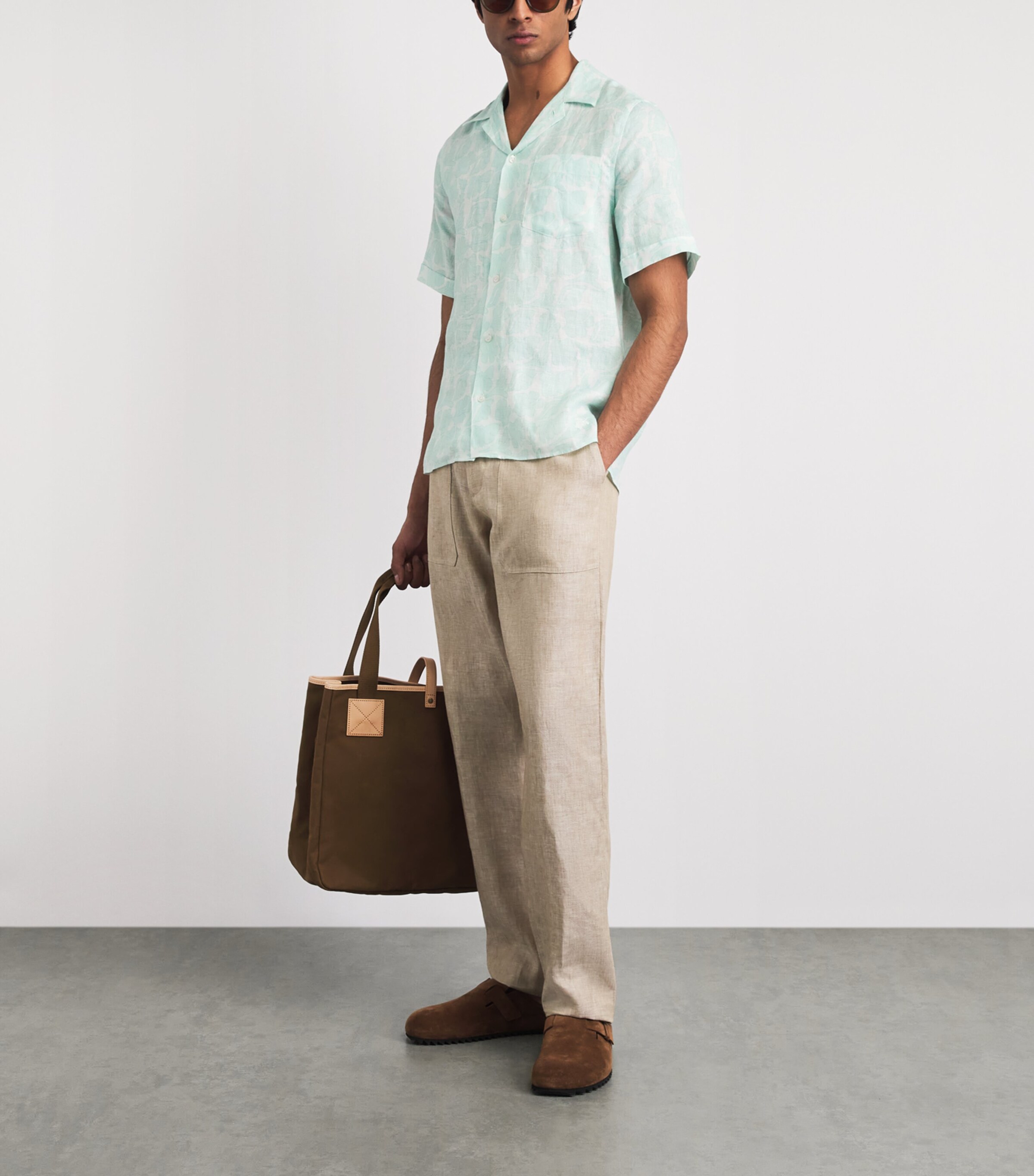 Vilebrequin Mens Linen Seashells Charli Shirt Blanc Image 2