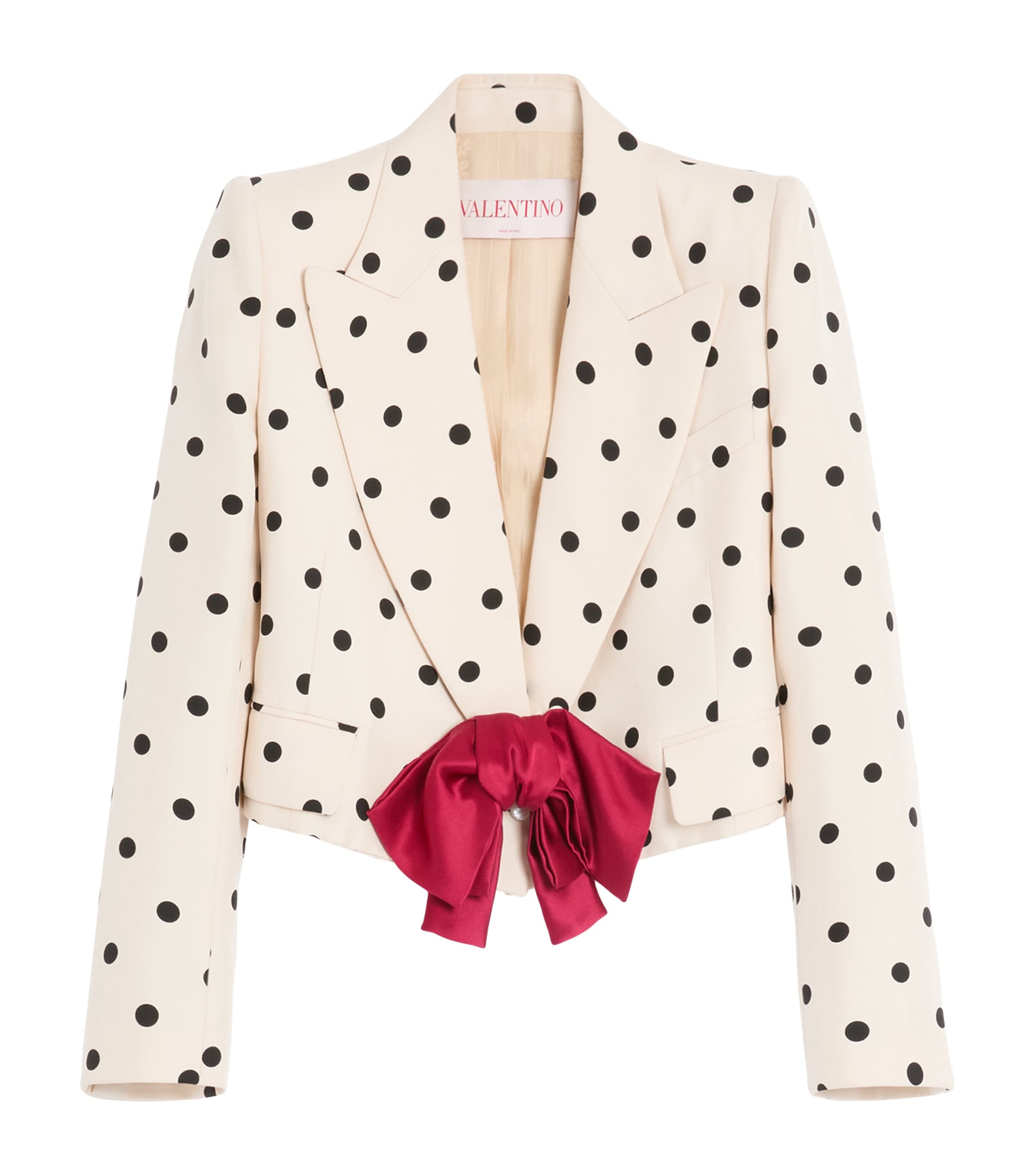 Valentino Bow-embellished Polka-dot Silk-shantung Jacket