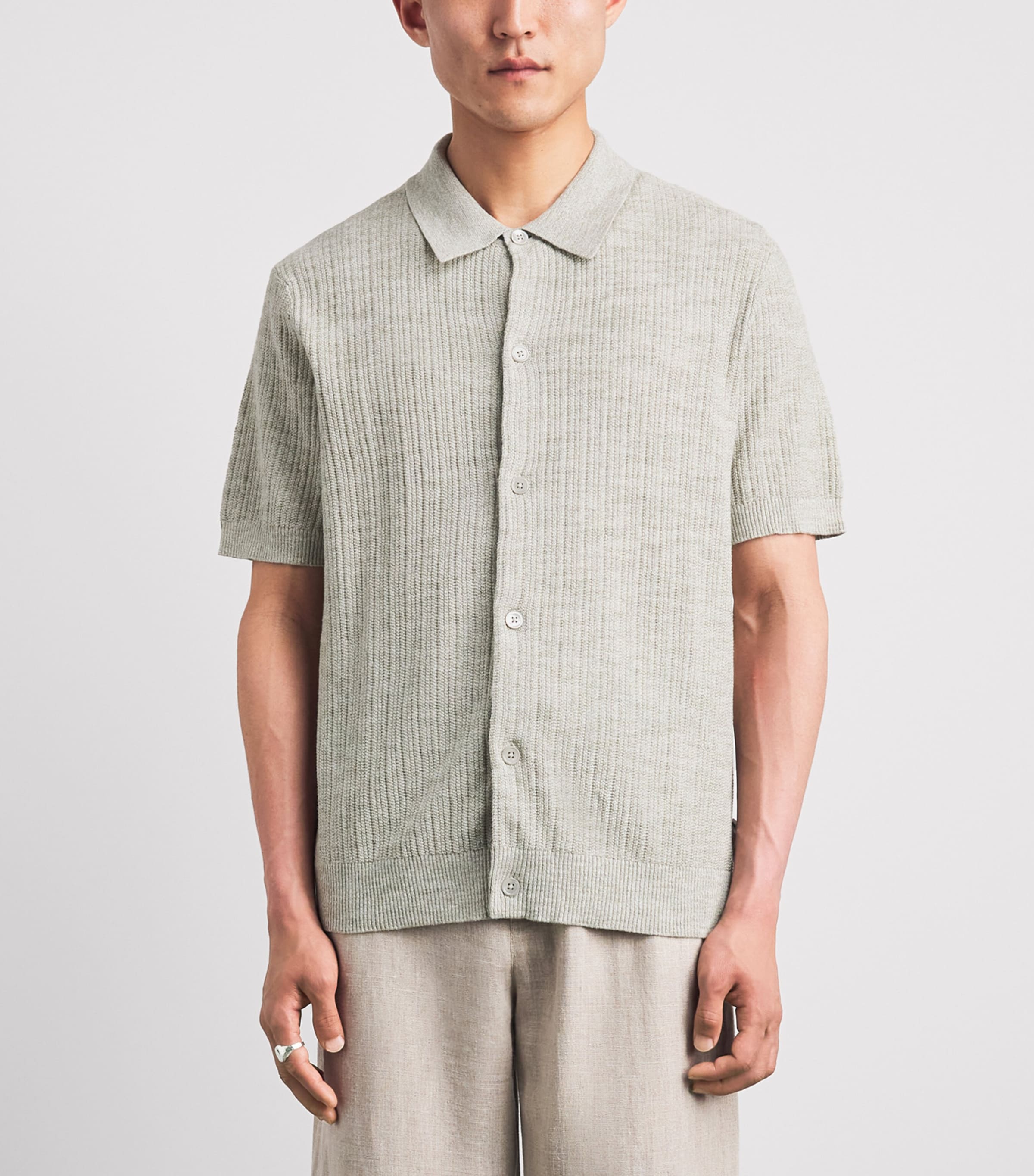 NN.07 Mens Organic Cotton Nolan Cardigan Sage Mouline Image 4