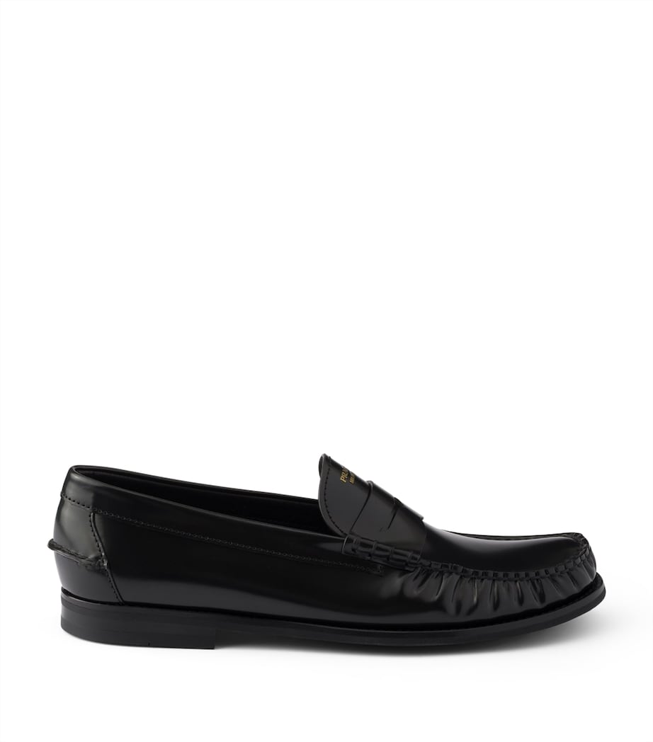 Prada Brushed Leather Loafers Black Image 1