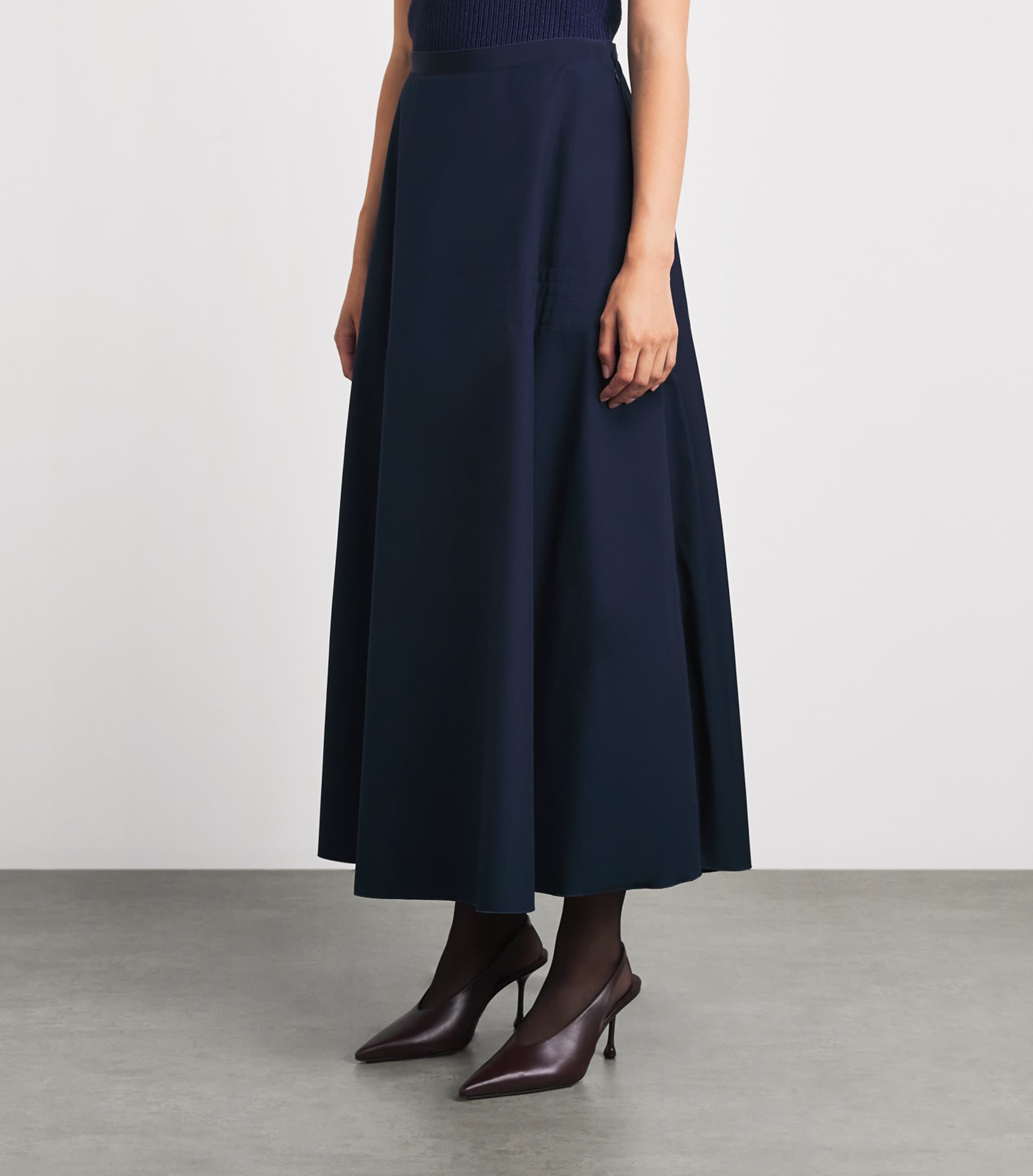 FFORME Womens Cotton-Silk Deeta Maxi Skirt Dark Navy Image 4
