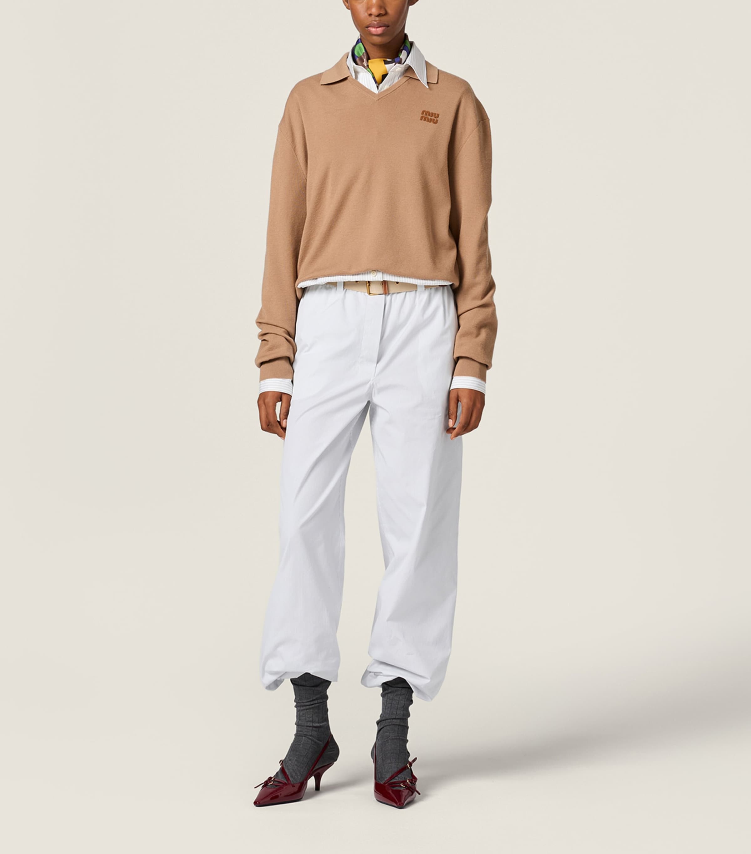Miu Miu Womens Cashmere Polo Sweater Image 2