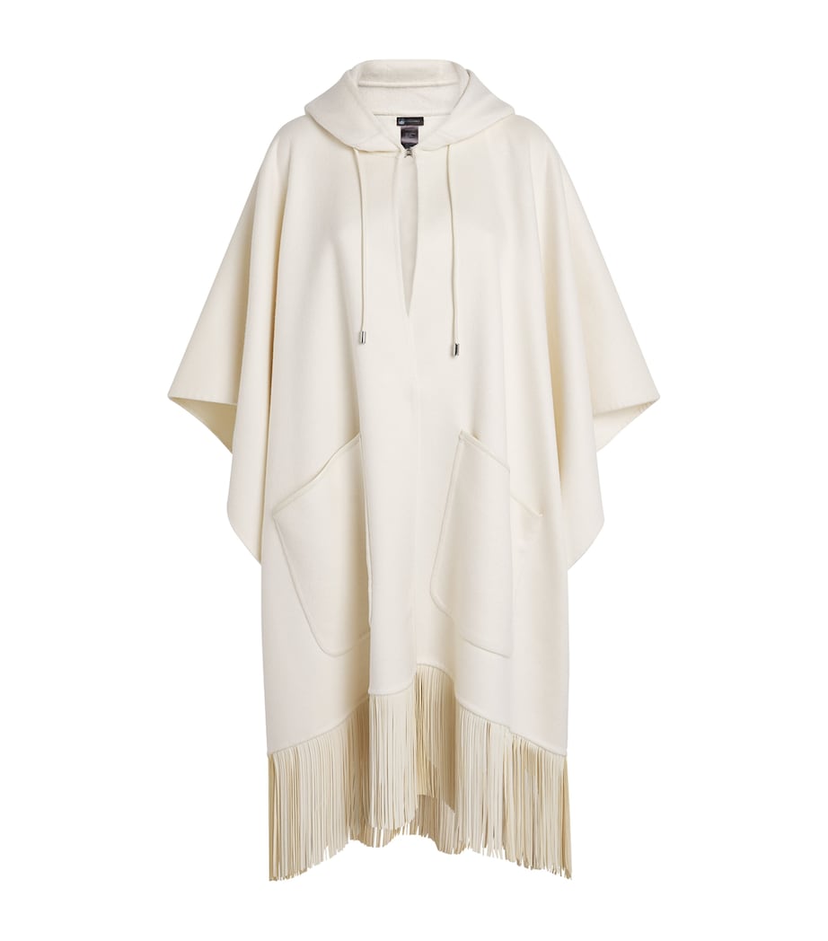 Colombo Womens Cashmere Fringe-Trim Hooded Cape Image 1