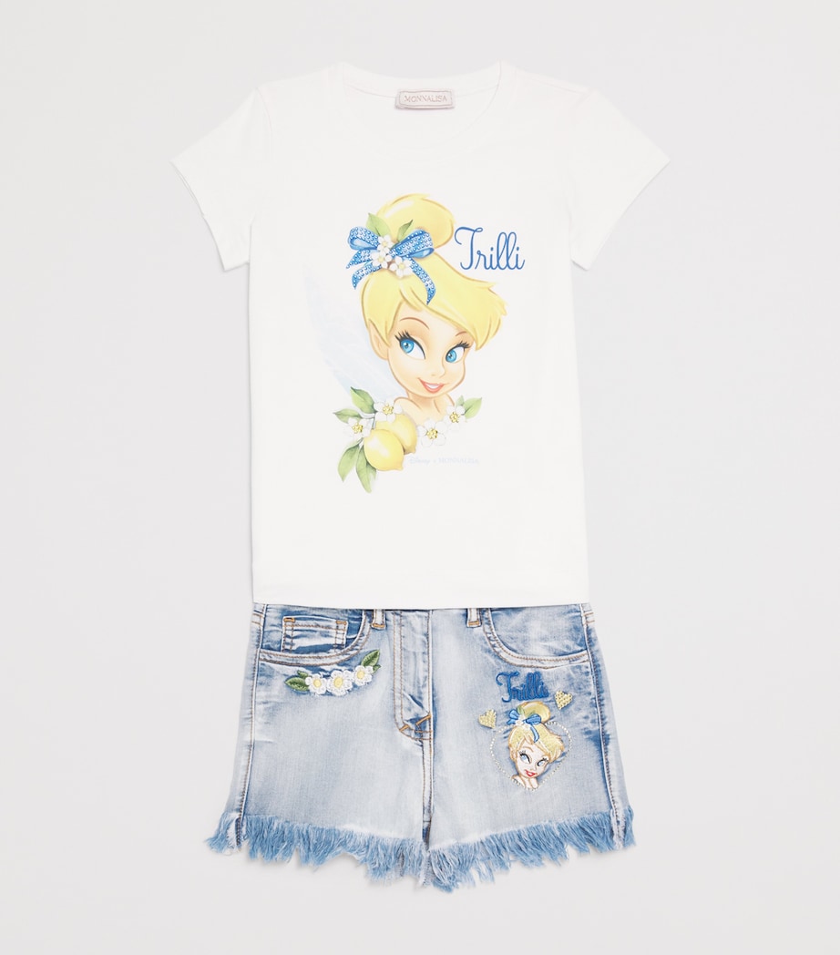 Monnalisa x Disney Tinker Bell Denim Shorts (2-12 Years) Stone Bleach Image 3