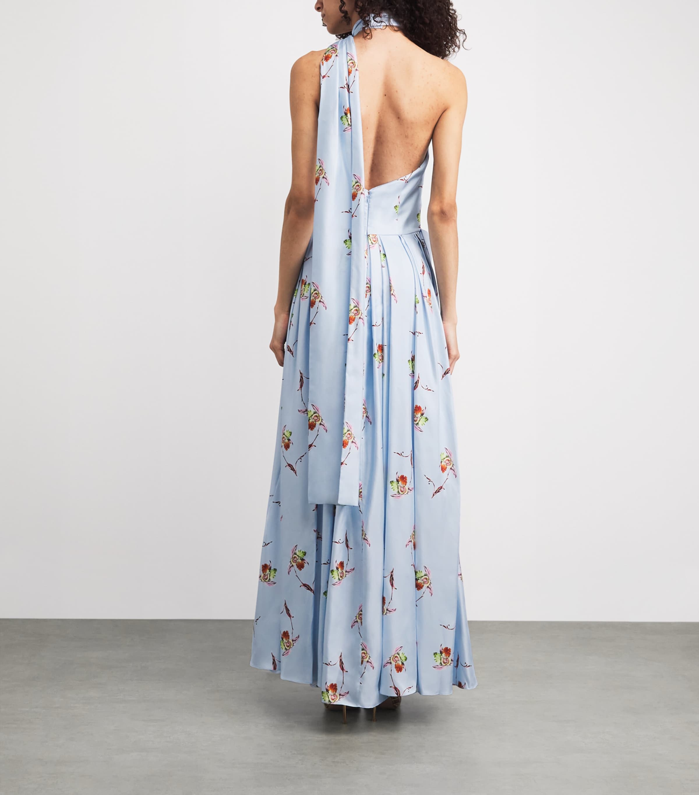Emilia Wickstead Womens Silk Twill Desde Maxi Dress Blue Lily Image 4