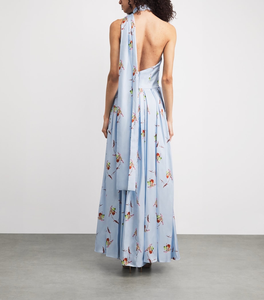 Emilia Wickstead Womens Silk Twill Desde Maxi Dress Blue Lily Image 4
