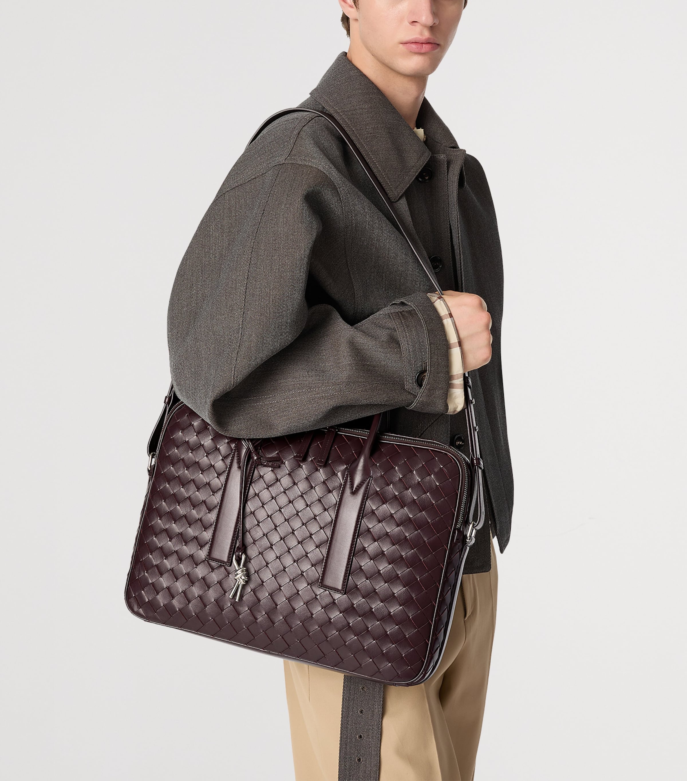 【関税&送料込】Bottega Veneta Dark Brown Leather Getaway Do Bottega Veneta Brown Leather Intrecciato Getaway Briefcase