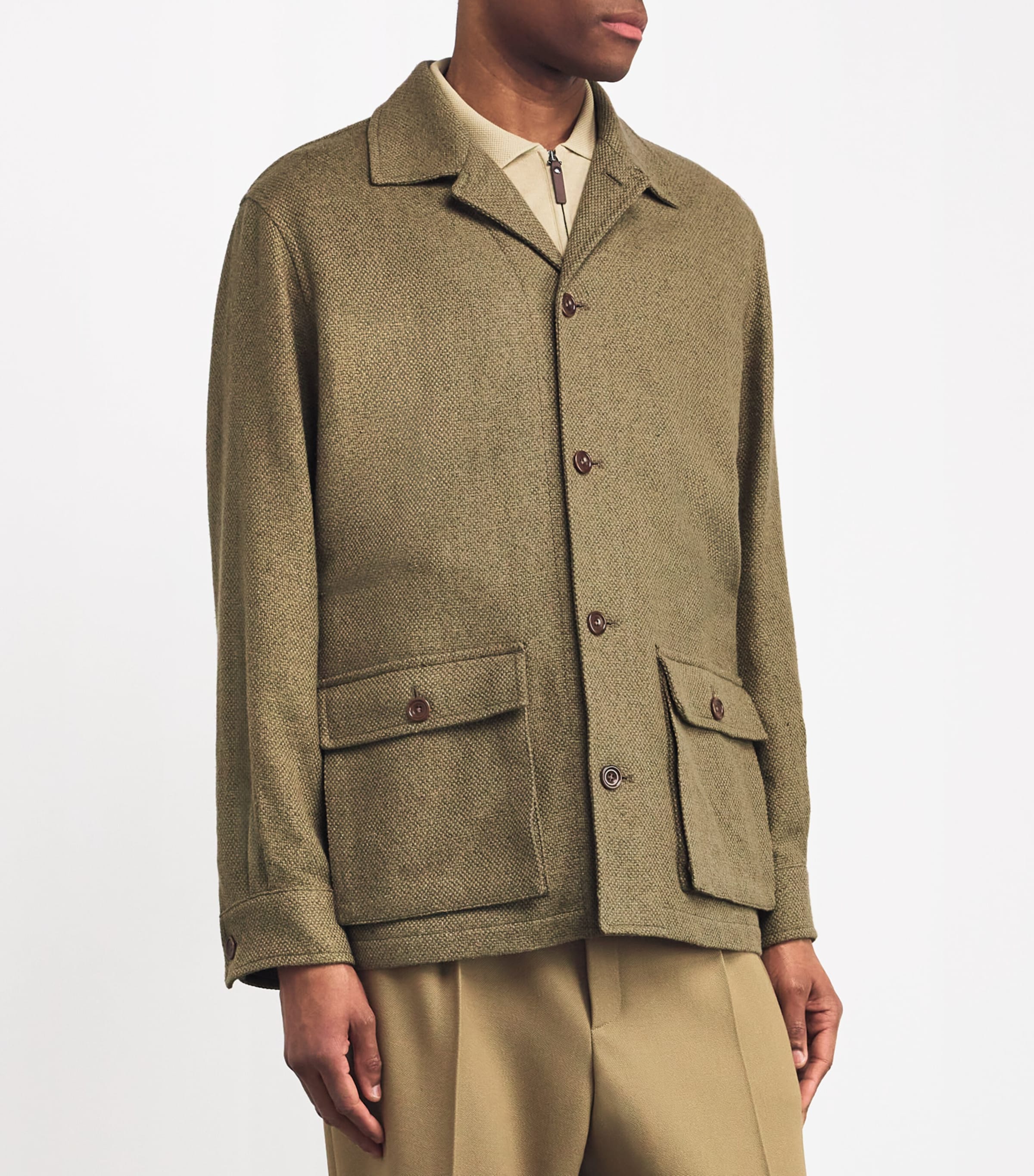 Silk-Linen-Cotton Utility Jacket PALE SAGE Image 3