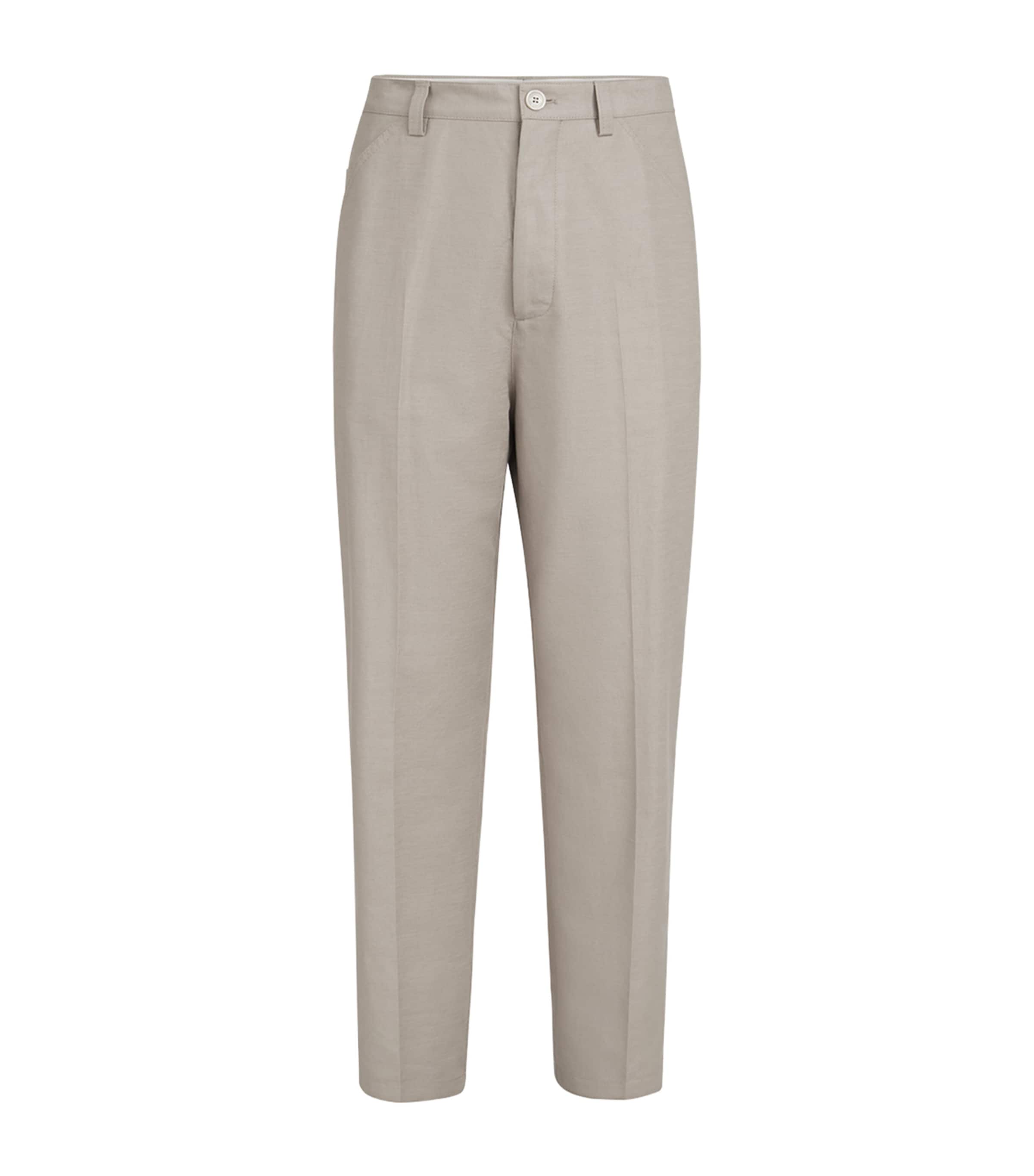 Brunello Cucinelli Mens Cotton-Linen Panama Trousers Image 1