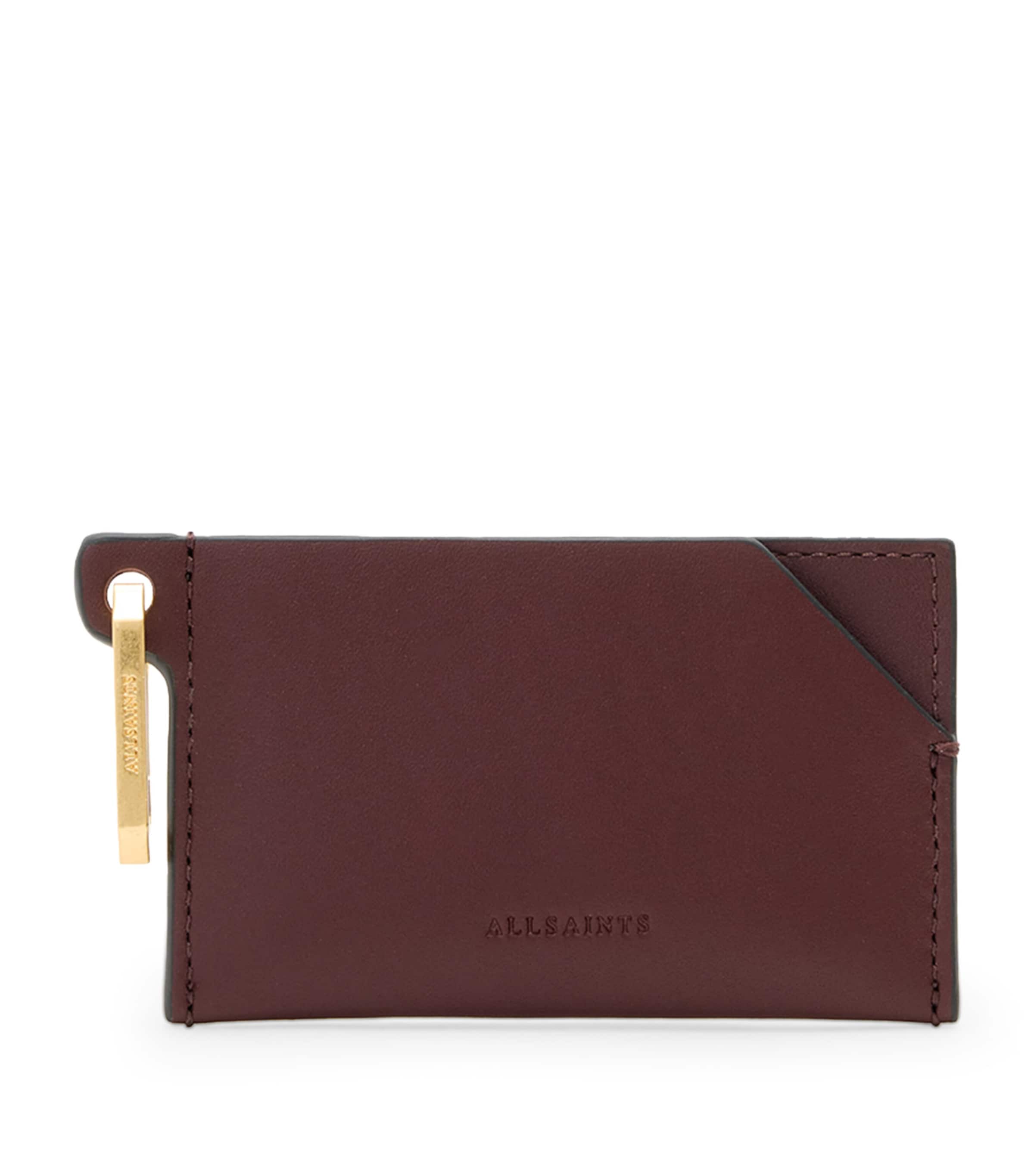 Allsaints Leather Hex Card Holder In Red