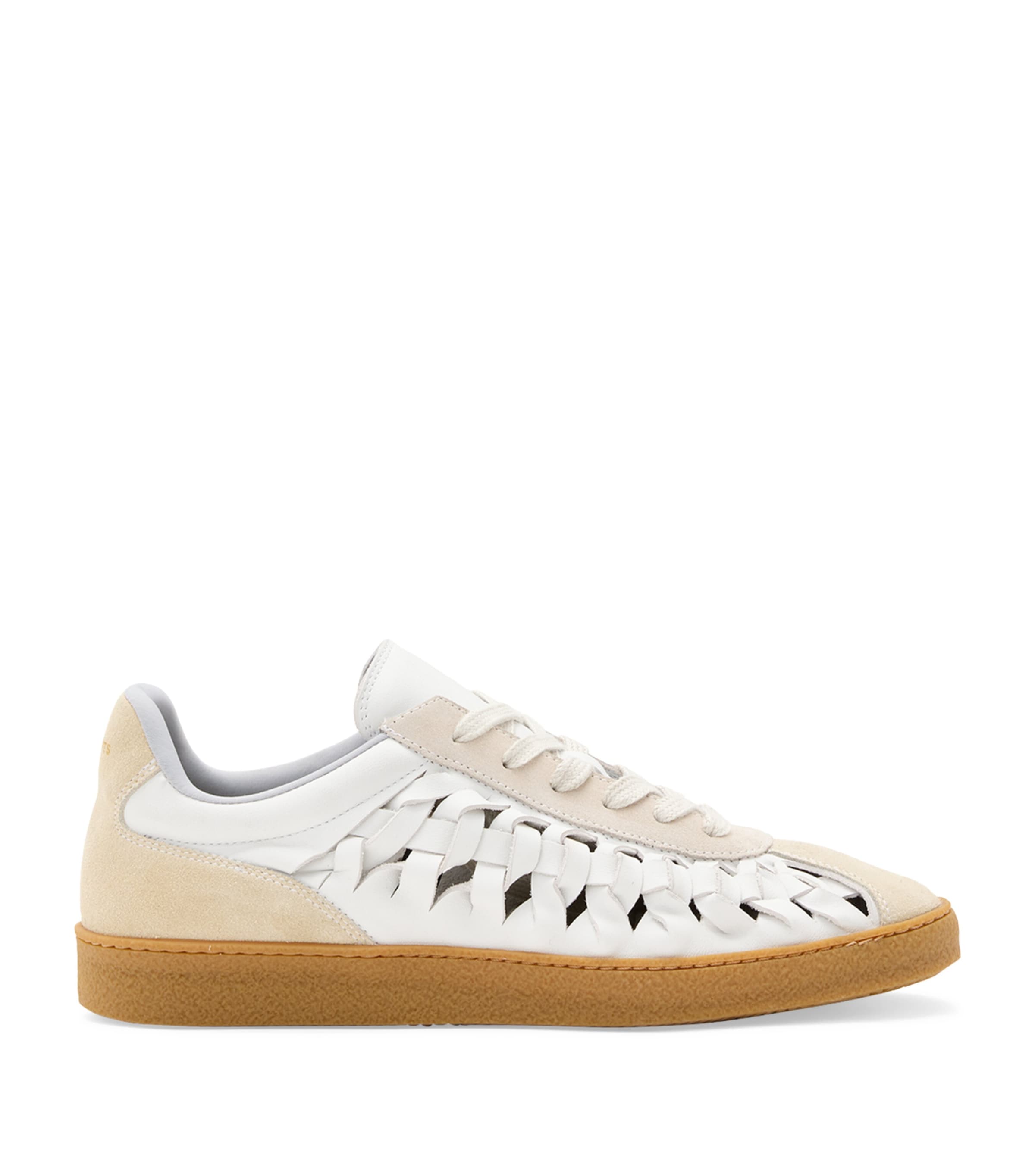 Shop Allsaints Leather-suede Woven Thelma Sneakers In White
