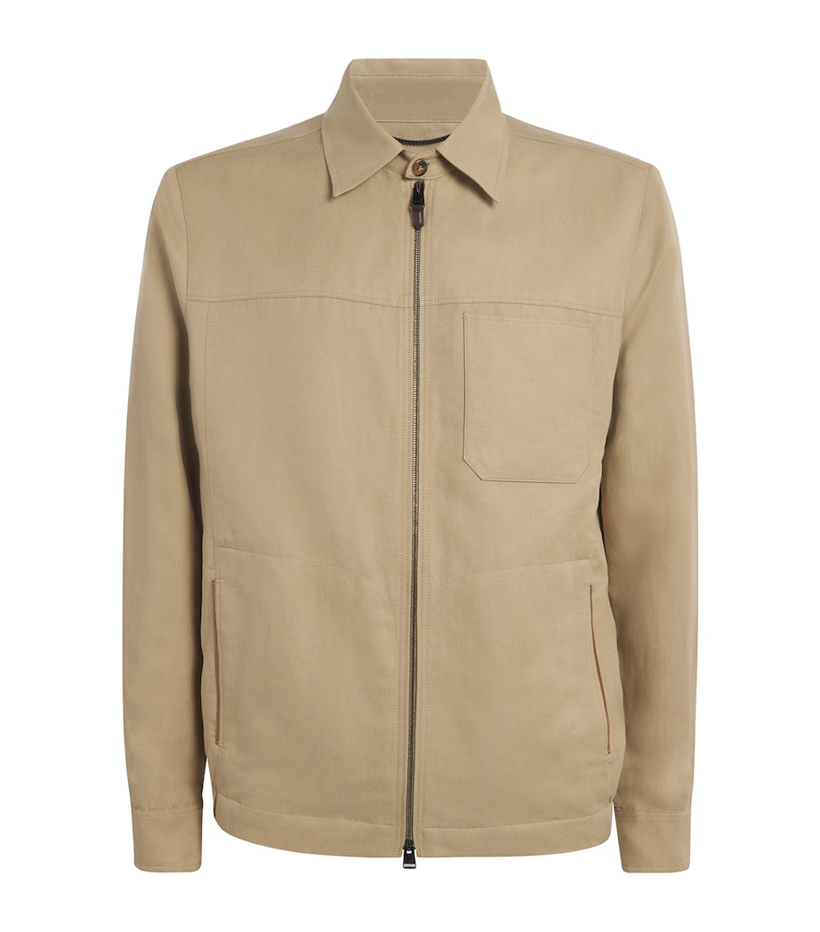 Linen-Silk Jacket 708-BEIGE Image 1