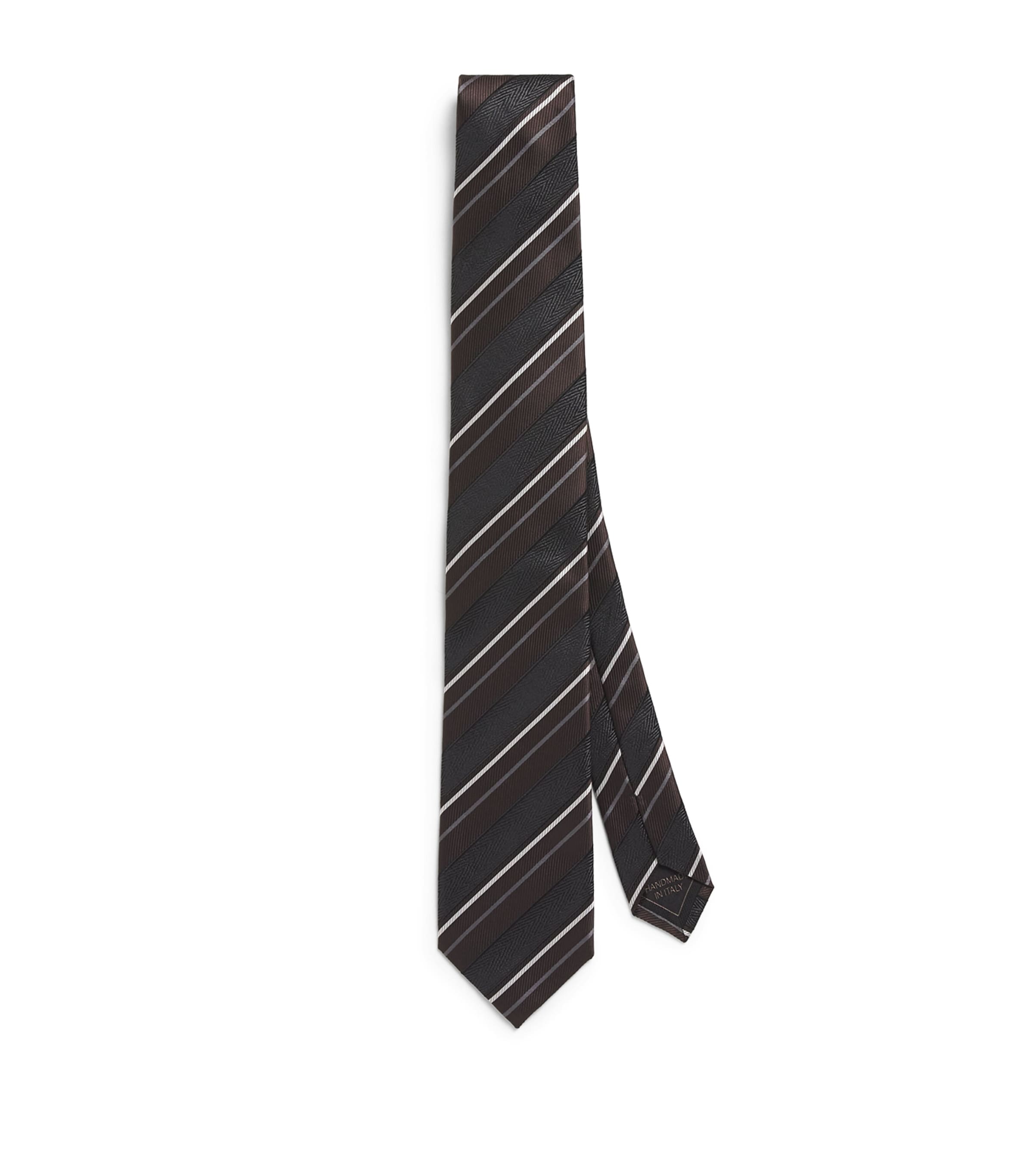 Brioni Silk-cotton Stripe Tie In Brown