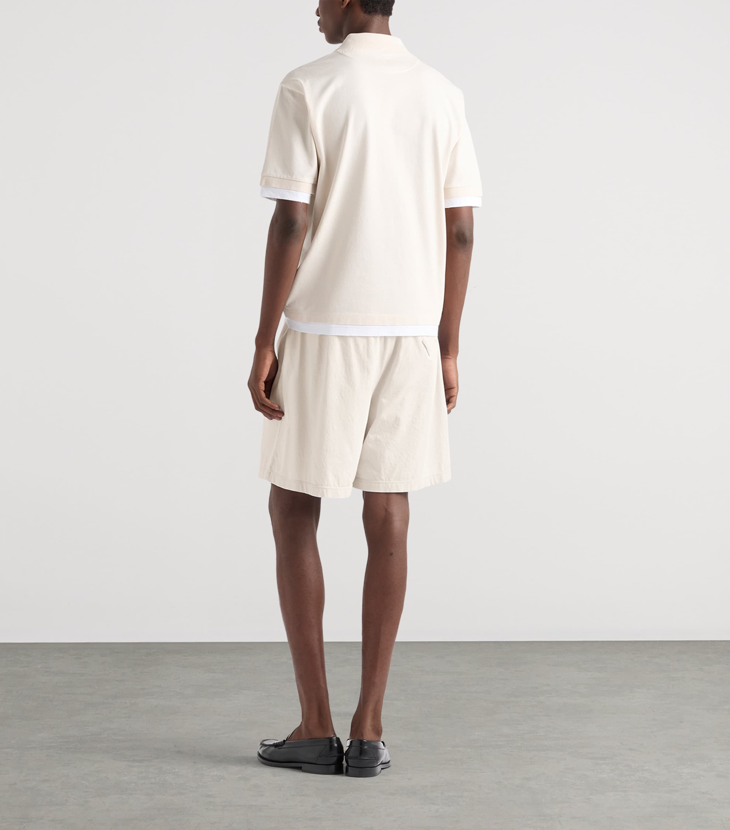 Prada Mens Cotton Layered Polo Shirt Neutral Image 4