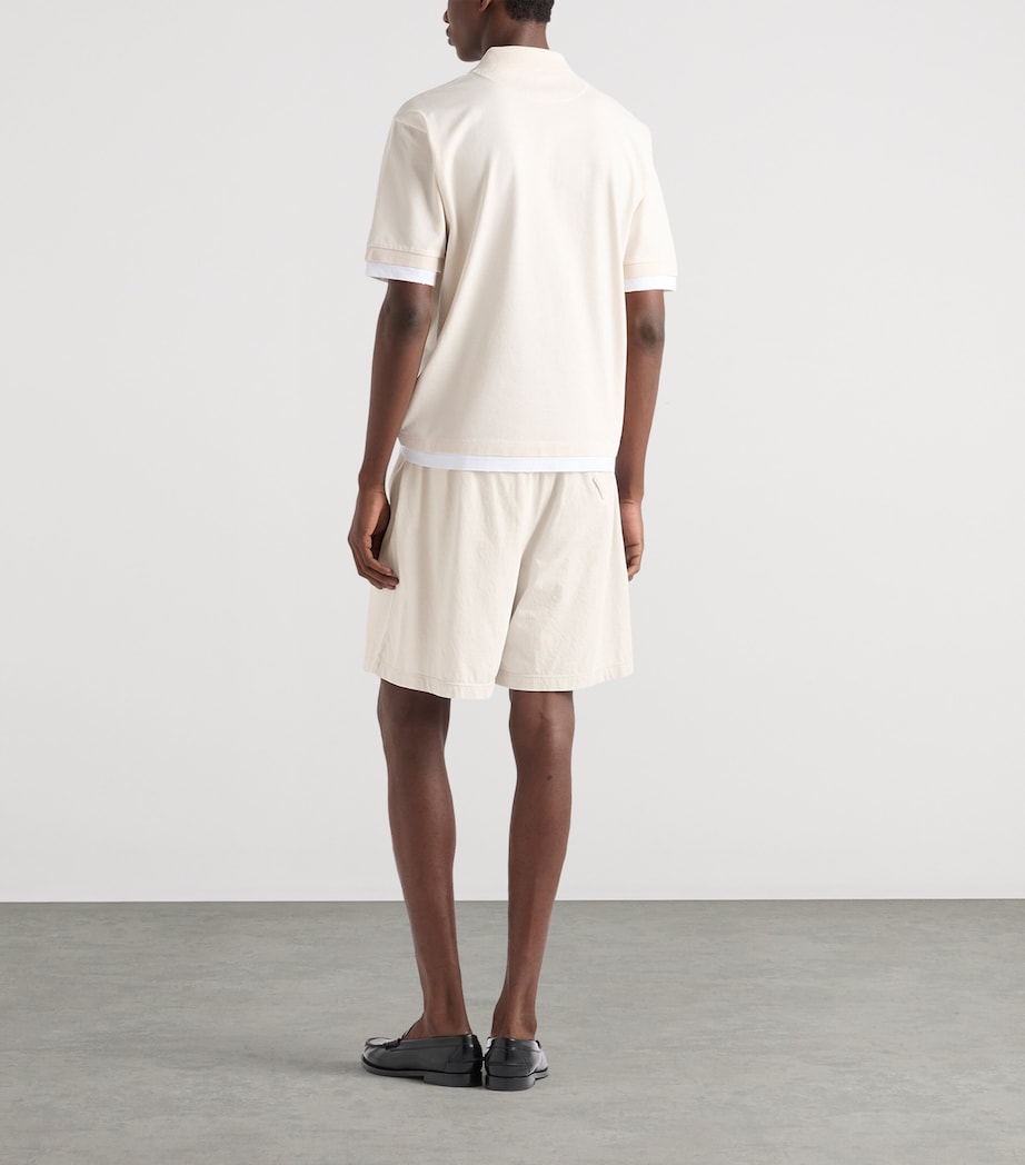 Prada Mens Cotton Layered Polo Shirt Neutral Image 4