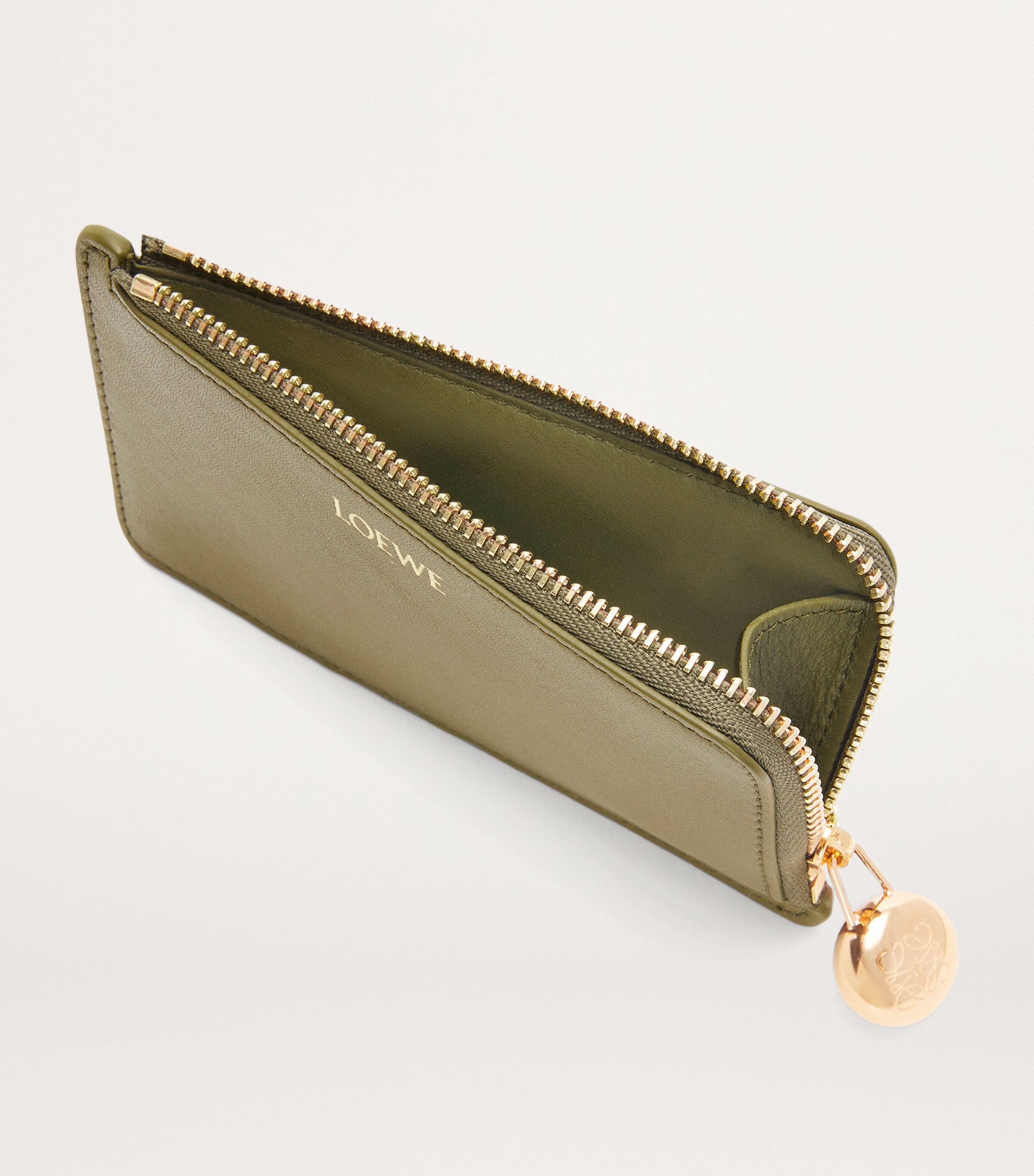 LOEWE Leather Pebble Coin Card Holder Olive Image 3