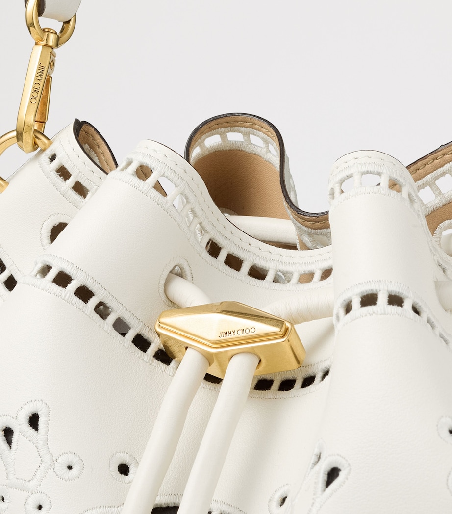Jimmy Choo Womens Medium Cinch Cut-Out Leather Bucket Bag Latte/gold Image 6