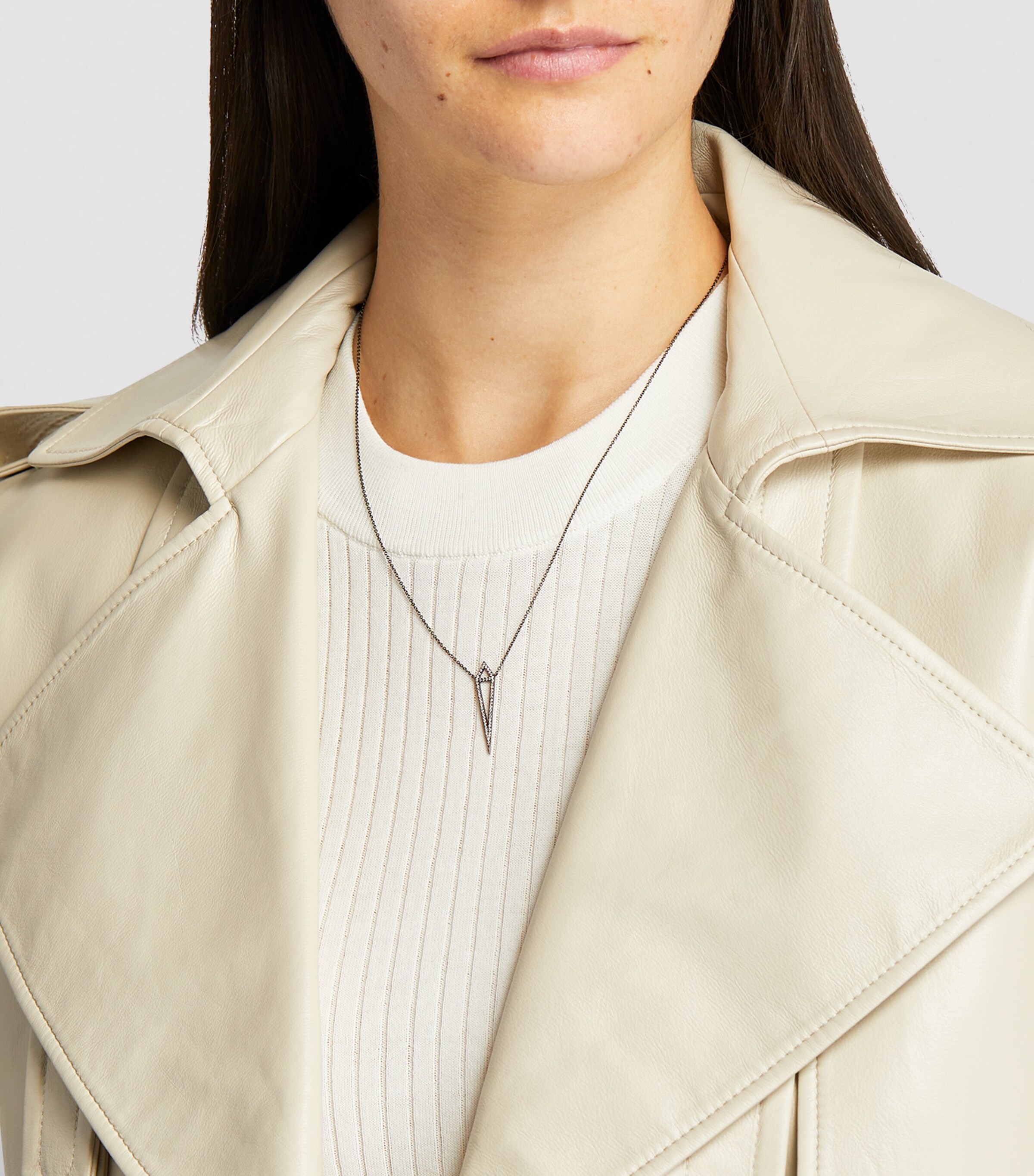 Blackened White Gold and Diamond Dagger Necklace BLACK GOLD Image 4