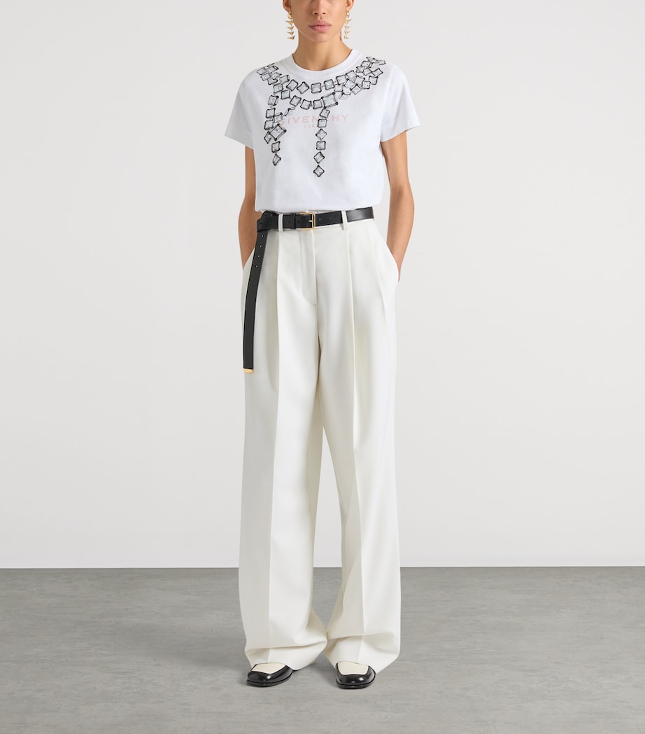 Givenchy Womens Cotton Crystal Print T-Shirt White Image 2