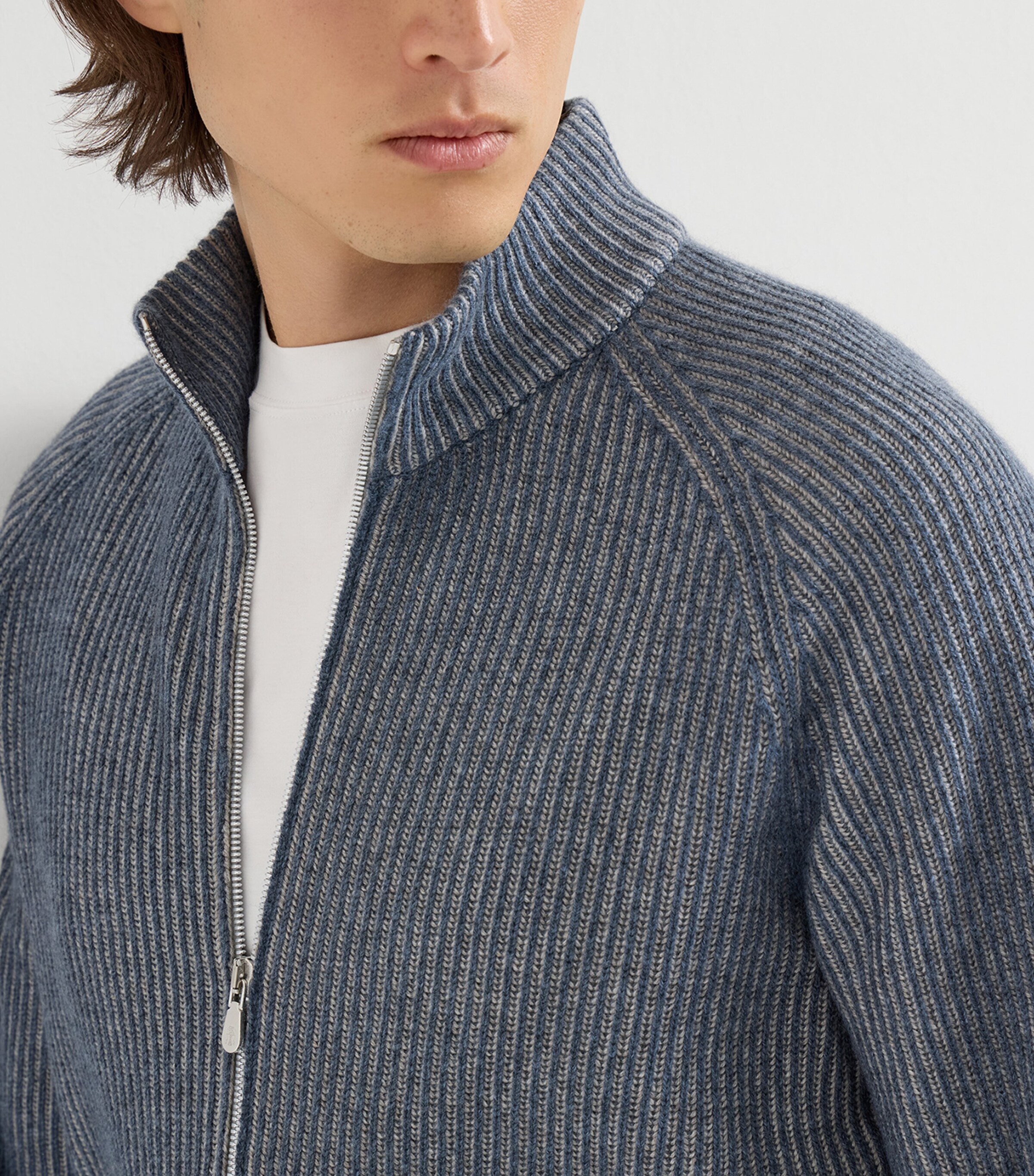 Brunello Cucinelli Mens Cashmere Ribbed Zip-Up Cardigan Image 6