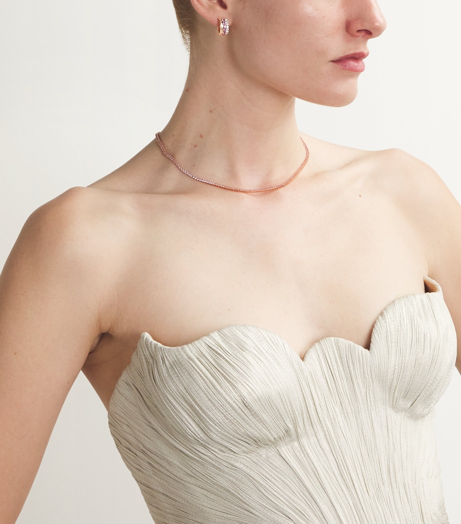 Rose Gold, Pink Sapphire and Diamond Lola Huggie Earrings ROSE GOLD Image 5