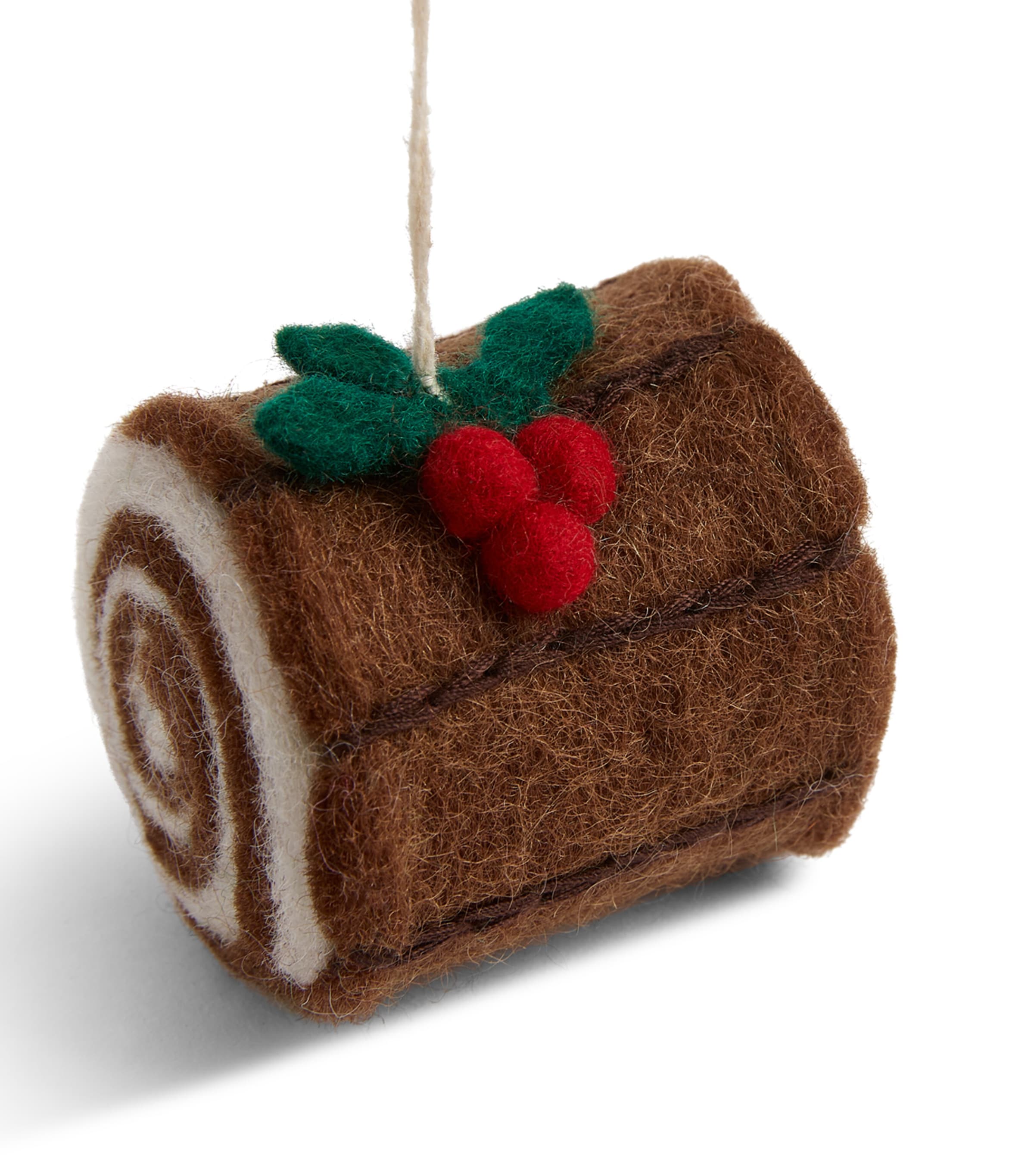 Harrods Yule Log Tree Decoration Brown White Red Image 4