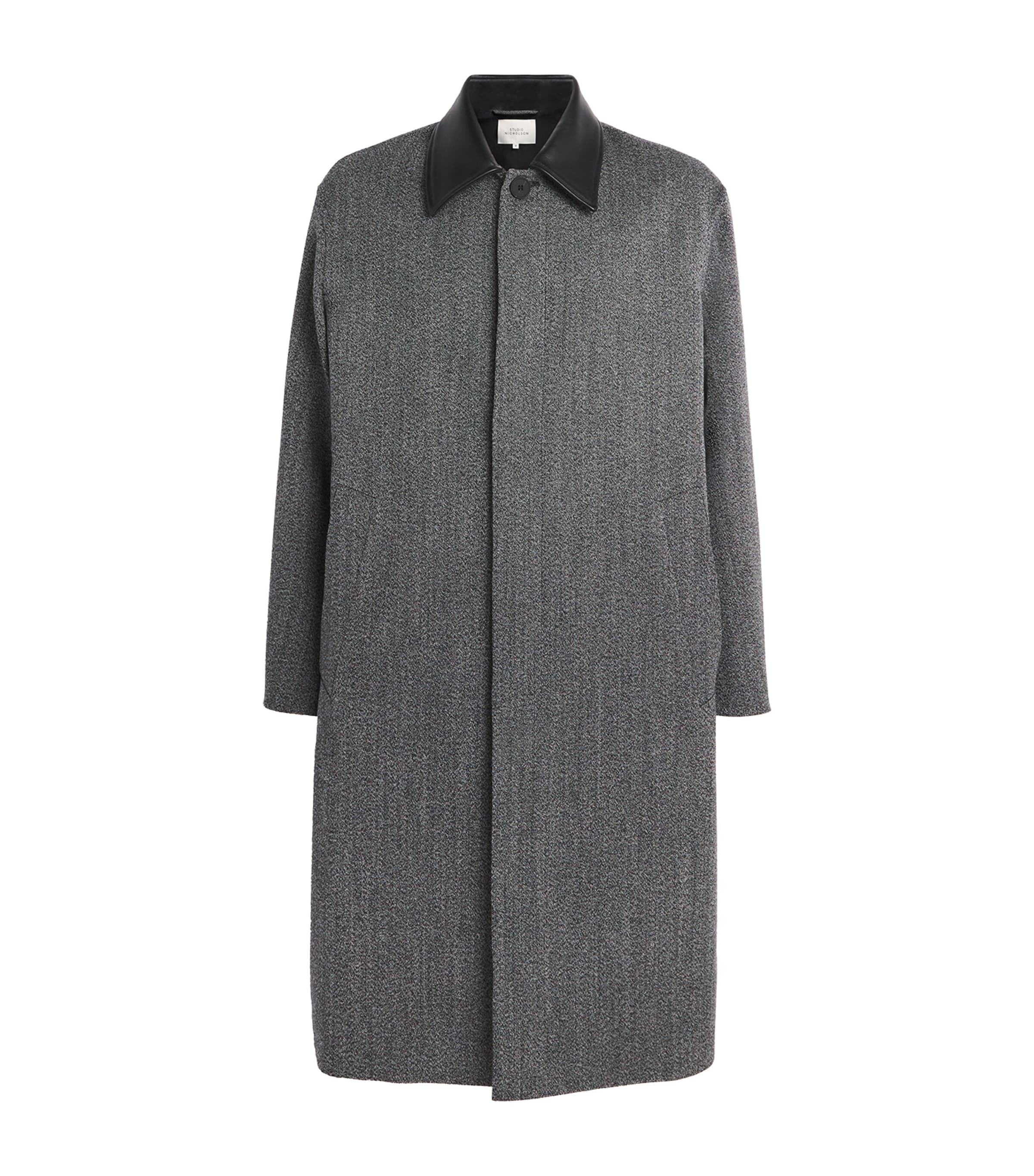 Studio Nicholson Virgin Wool-leather Bryn Coat In Gray