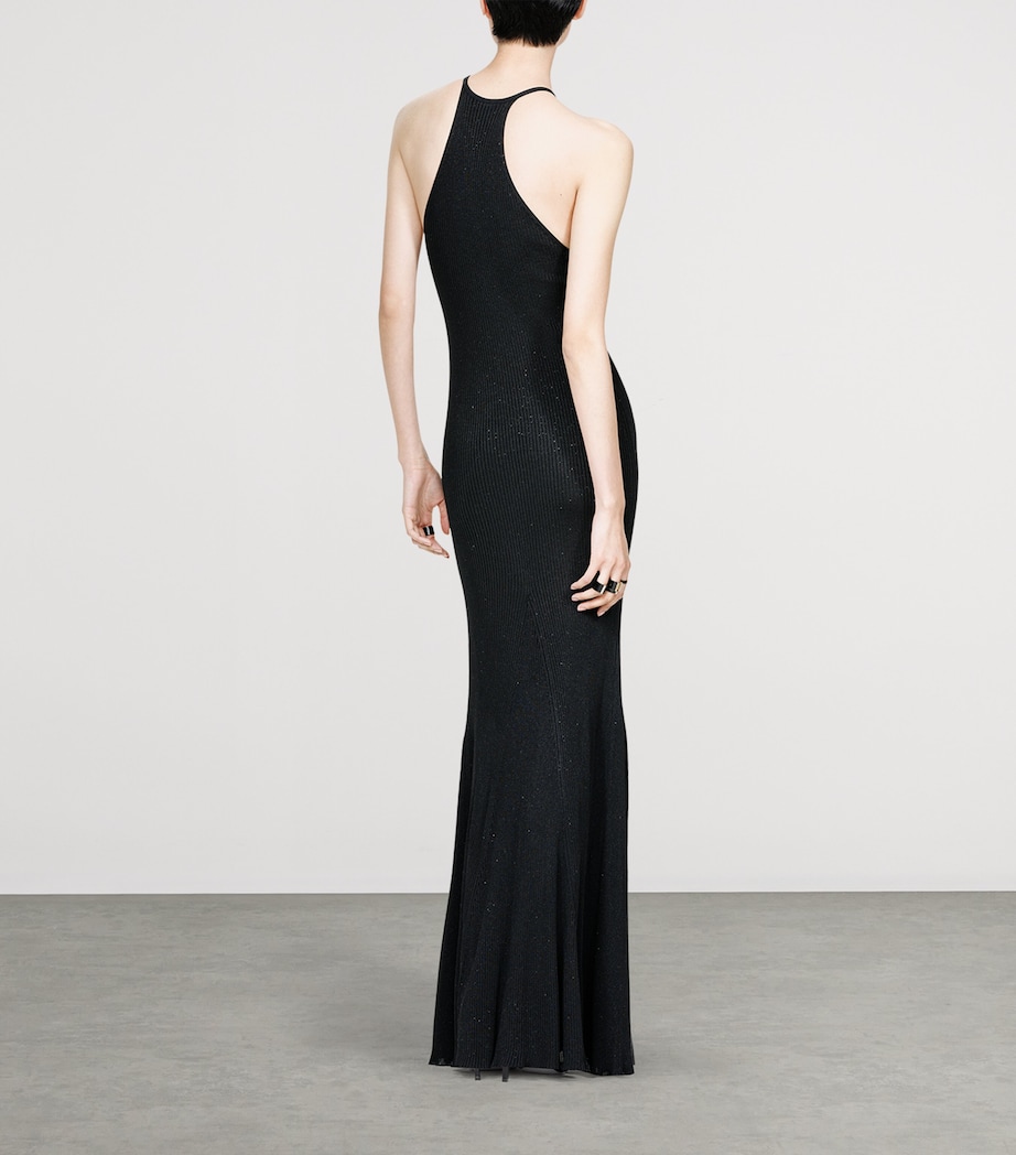 TOM FORD Womens Rib-Knit Micro Sequin Maxi Dress Naa Image 4