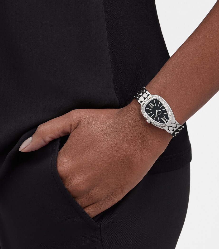 Bvlgari Stainless Steel and Diamond Serpenti Seduttori Watch 33mm Black Image 4