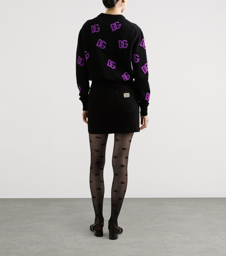 Virgin Wool DG Millennials Sweater N9867-NERO/VIOLA Image 3