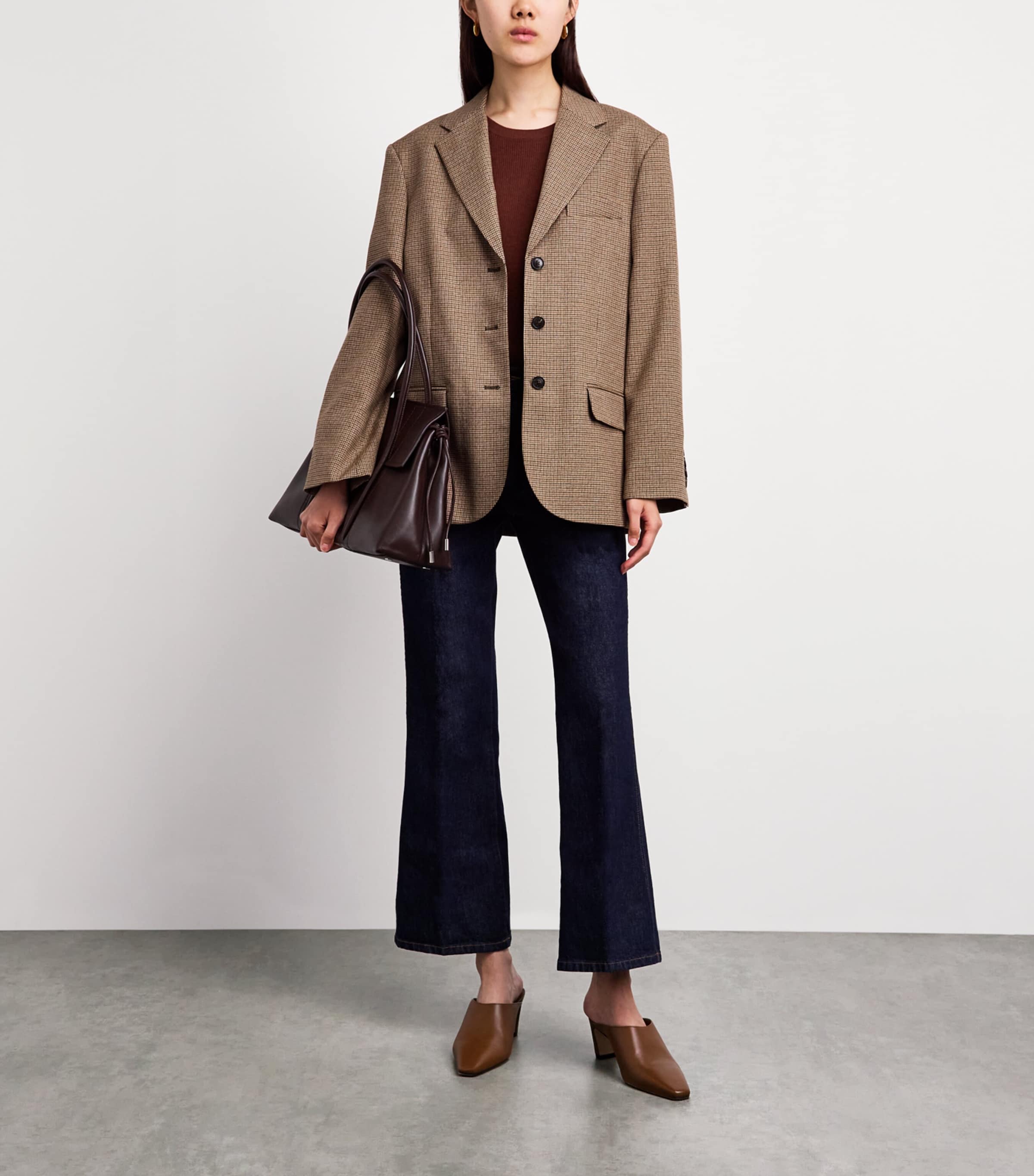 ME+EM Womens Oversized Heritage Icon Blazer Pecan Brown Multi Image 2