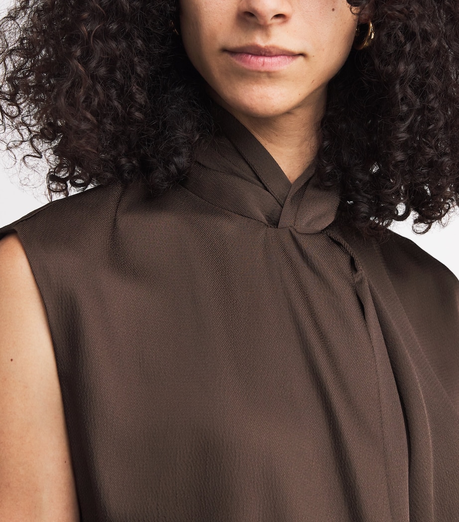 Satin Aaron Sleeveless Top D80 BROWN Image 6