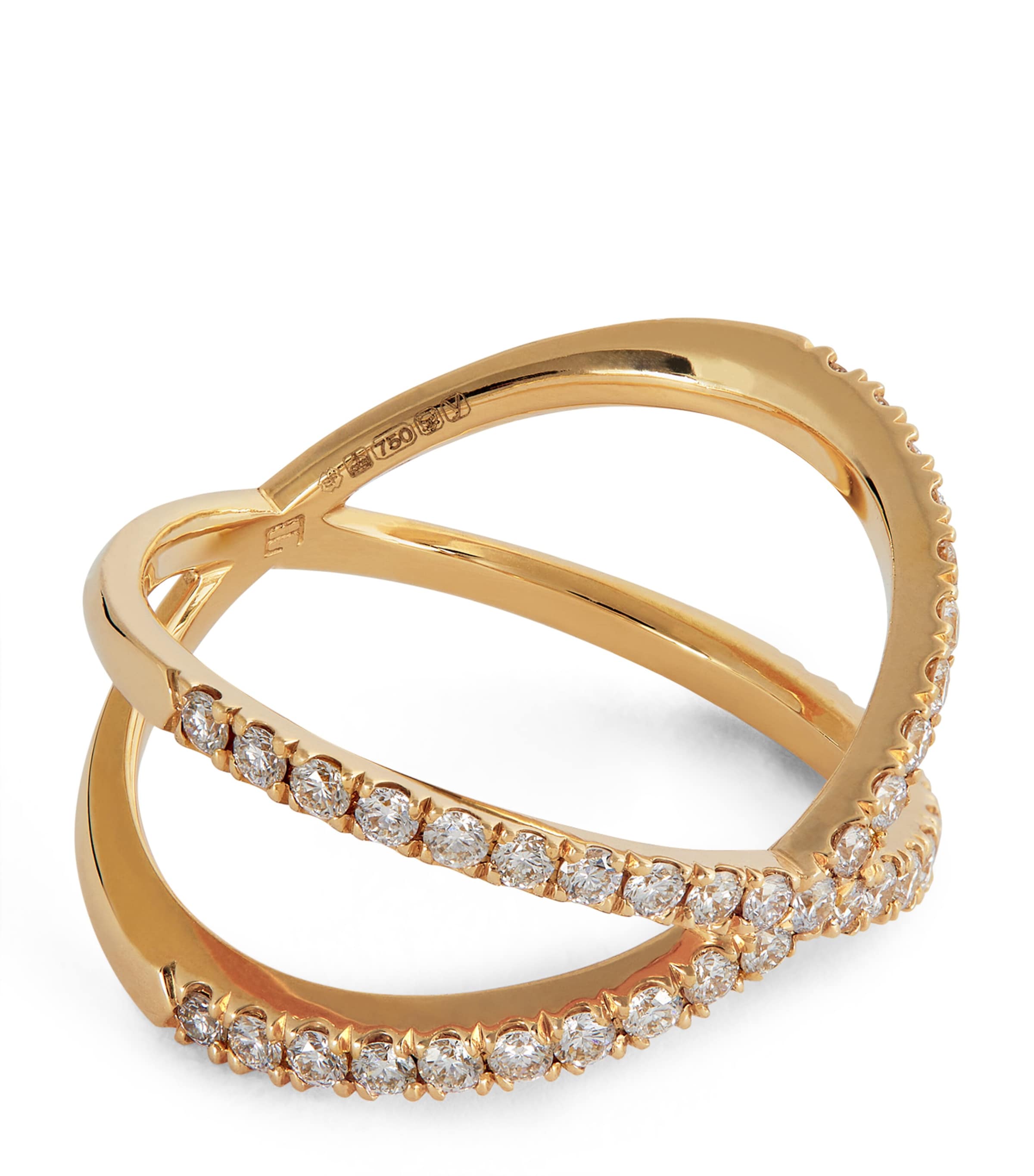 Eva Fehren Yellow Gold And Diamond X Shorty Ring In Gold