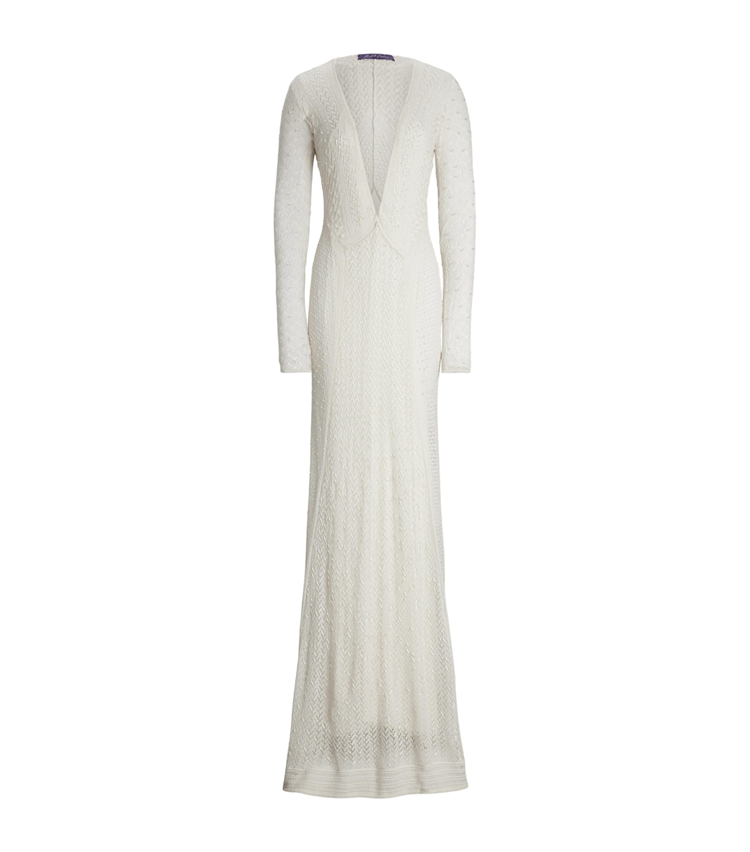 Shop Ralph Lauren Silk-cashmere Embellished Dress In White