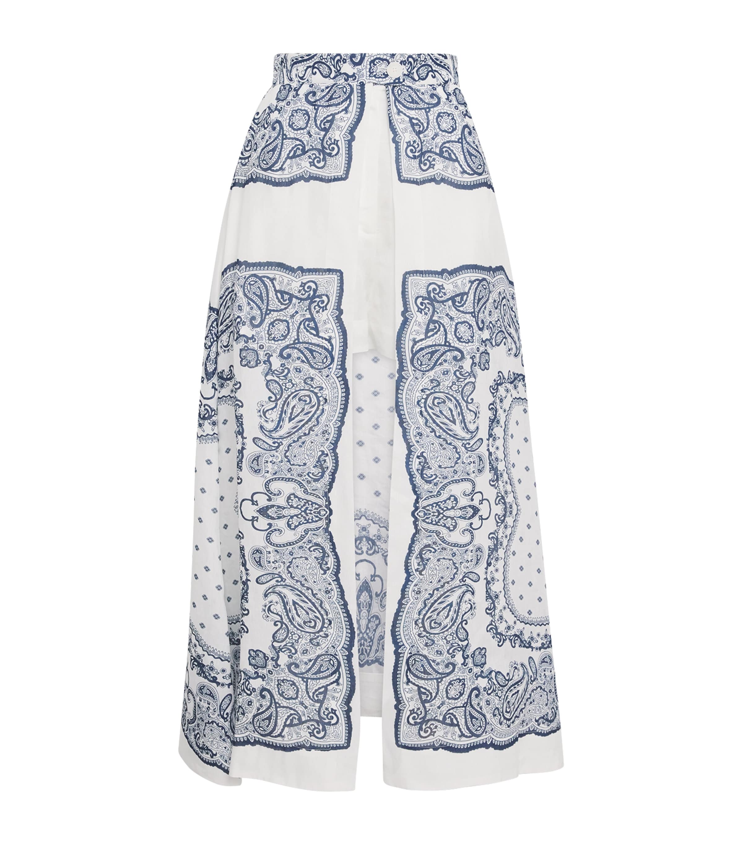 Sandro Printed Skirt-overlay Shorts In Blue