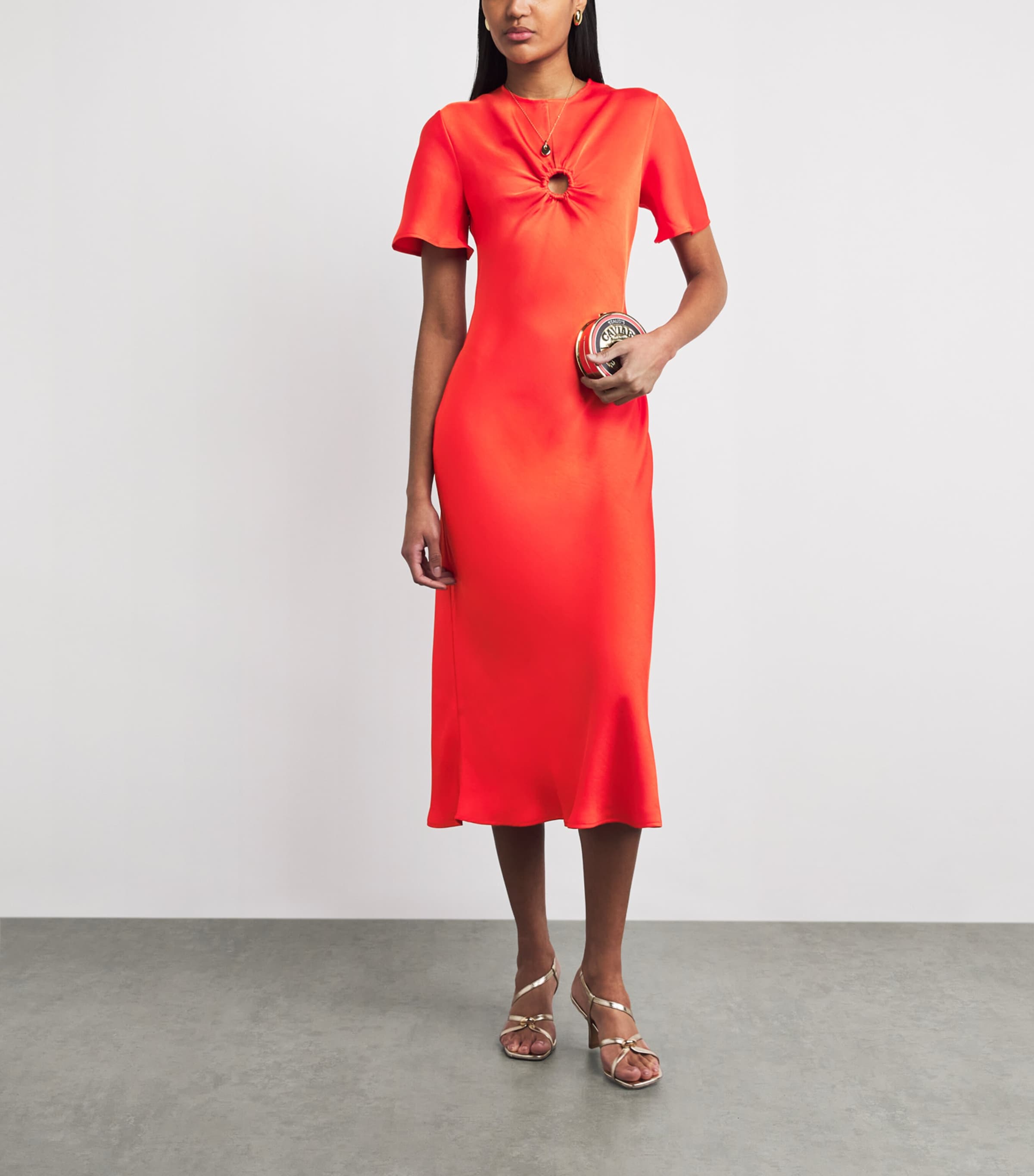 Claudie Pierlot Womens Satin Midi Dress Tangerine Image 2